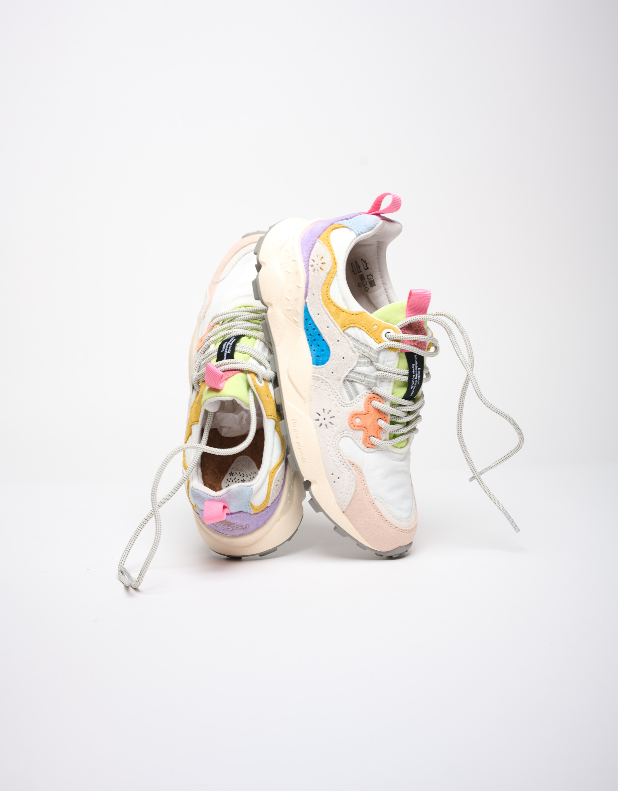 נעלי נשים - Flower Mountain - סניקרס YAMANO צבעוניות - לבן   ורוד3