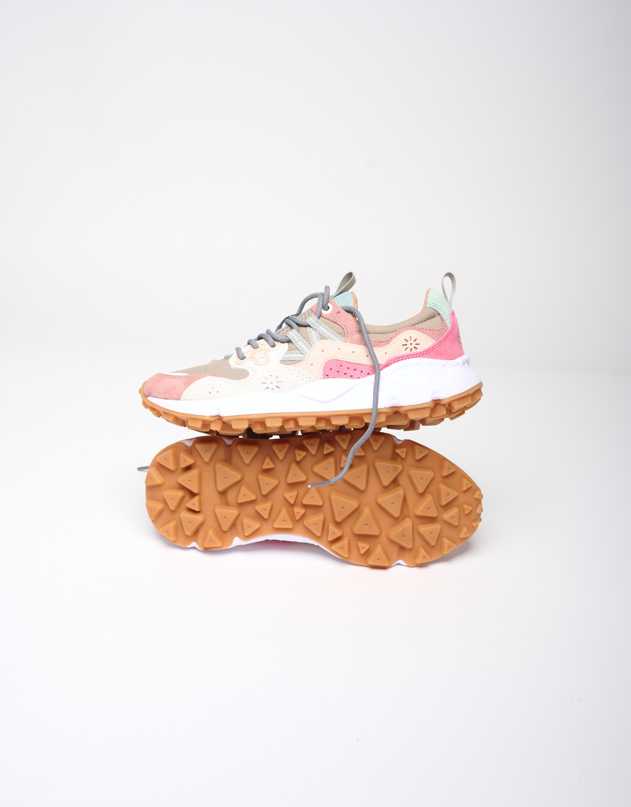 נעלי נשים - Flower Mountain - סניקרס YAMANO צבעוניות - אפור   ורוד3