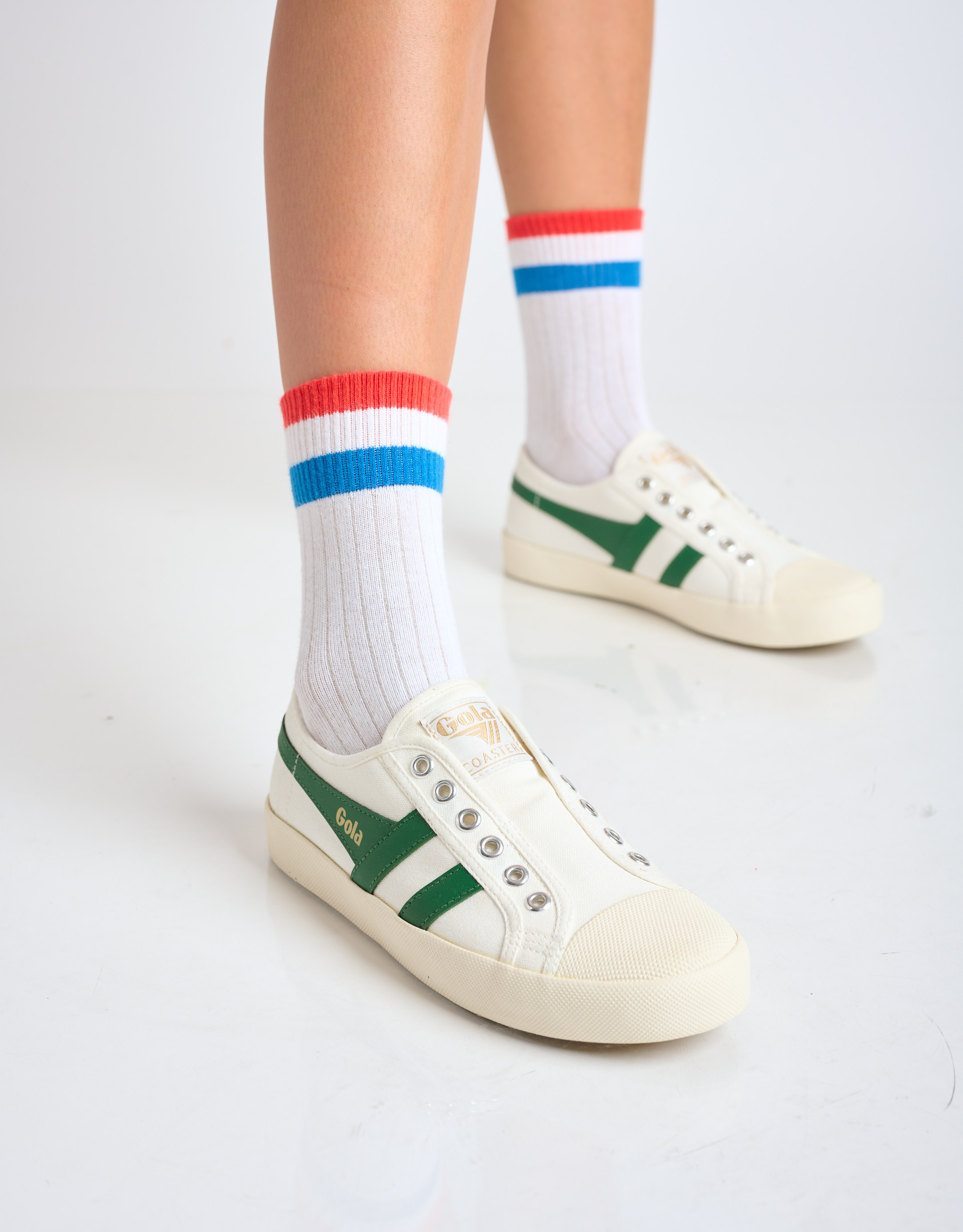 נעלי נשים - Gola - סניקרס COASTER SLIP - לבן   ירוק3