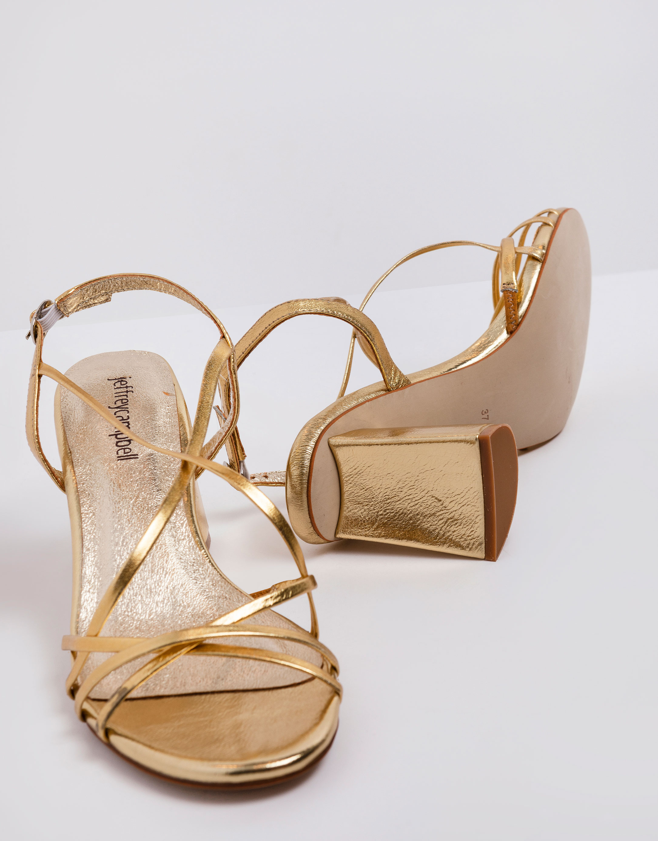 נעלי נשים - Jeffrey Campbell - סנדלי עקב MACRAME - זהב1