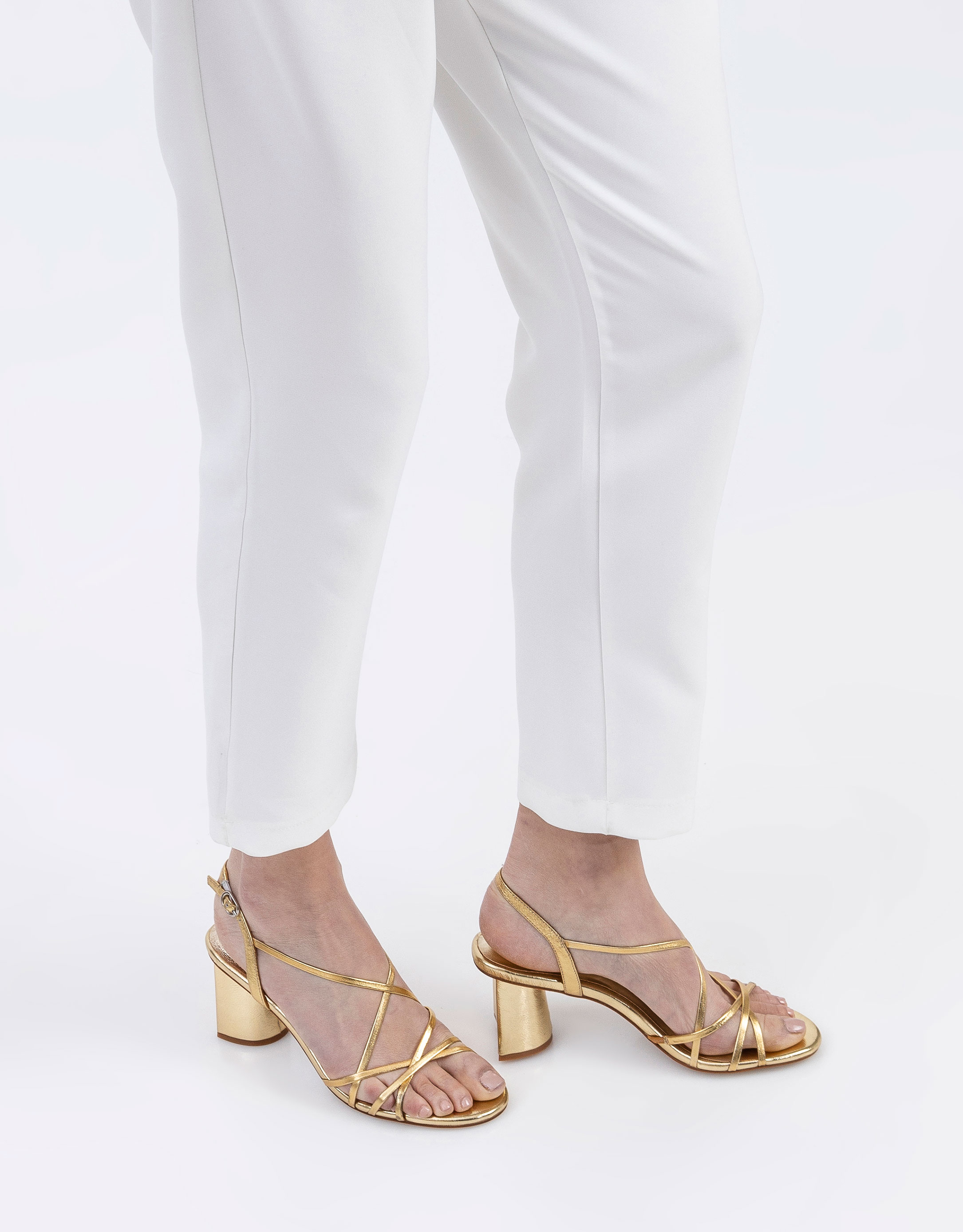 נעלי נשים - Jeffrey Campbell - סנדלי עקב MACRAME - זהב2