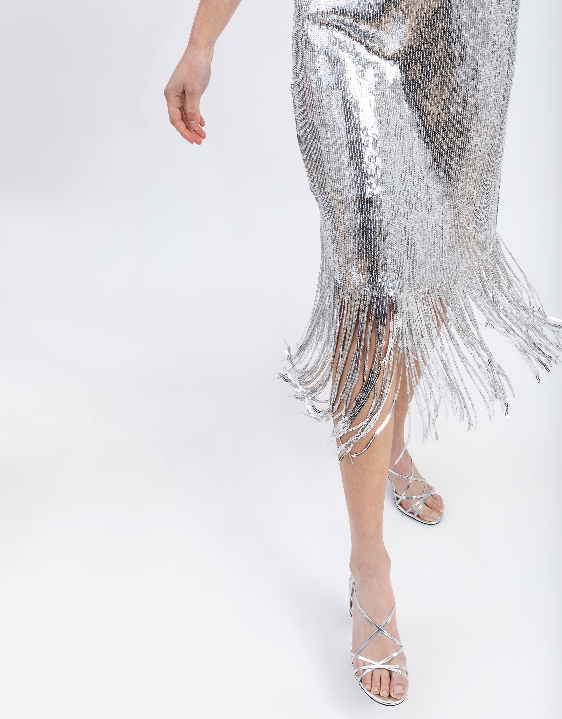 נעלי נשים - Jeffrey Campbell - סנדלי עקב MACRAME - כסף4