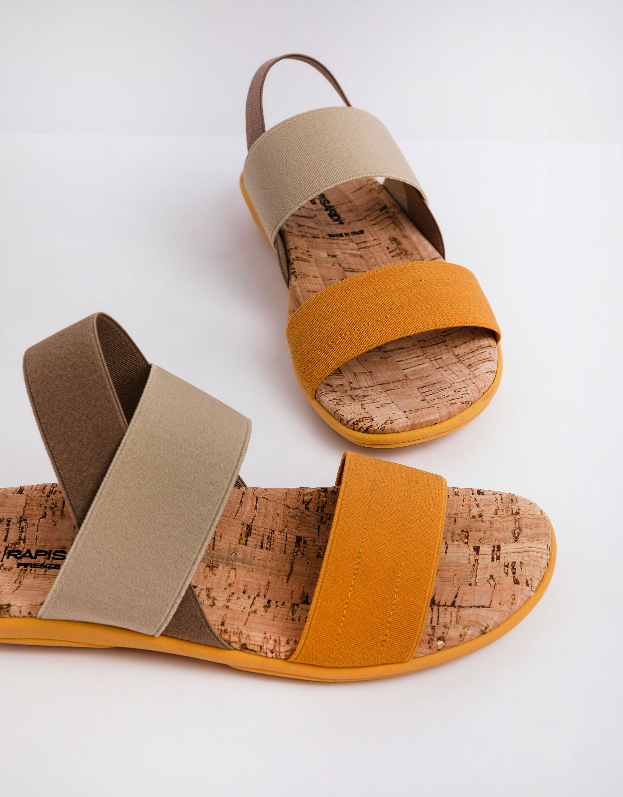 נעלי נשים - NR Rapisardi - סנדלי גומיות משולבים CRUS - צהוב   חום1
