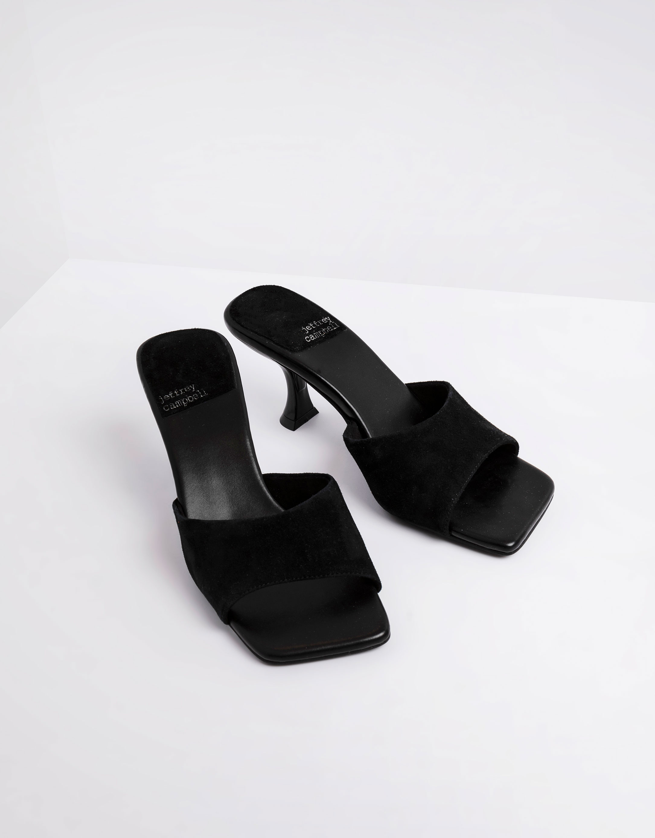 נעלי נשים - Jeffrey Campbell - כפכפי זמש עם עקב MR  BIG - שחור3