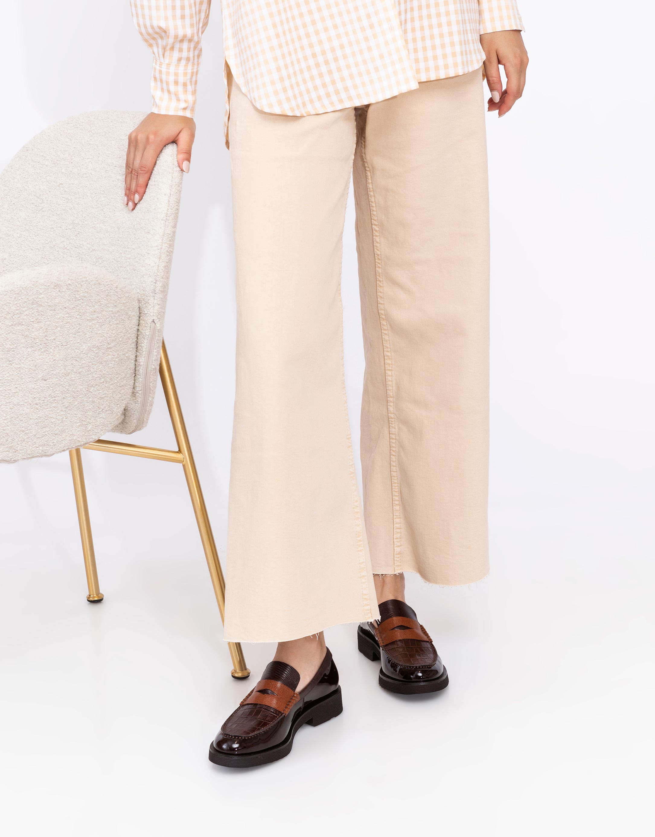 נעלי נשים - Jeffrey Campbell - מוקסינים משולבים LENNA - חום2