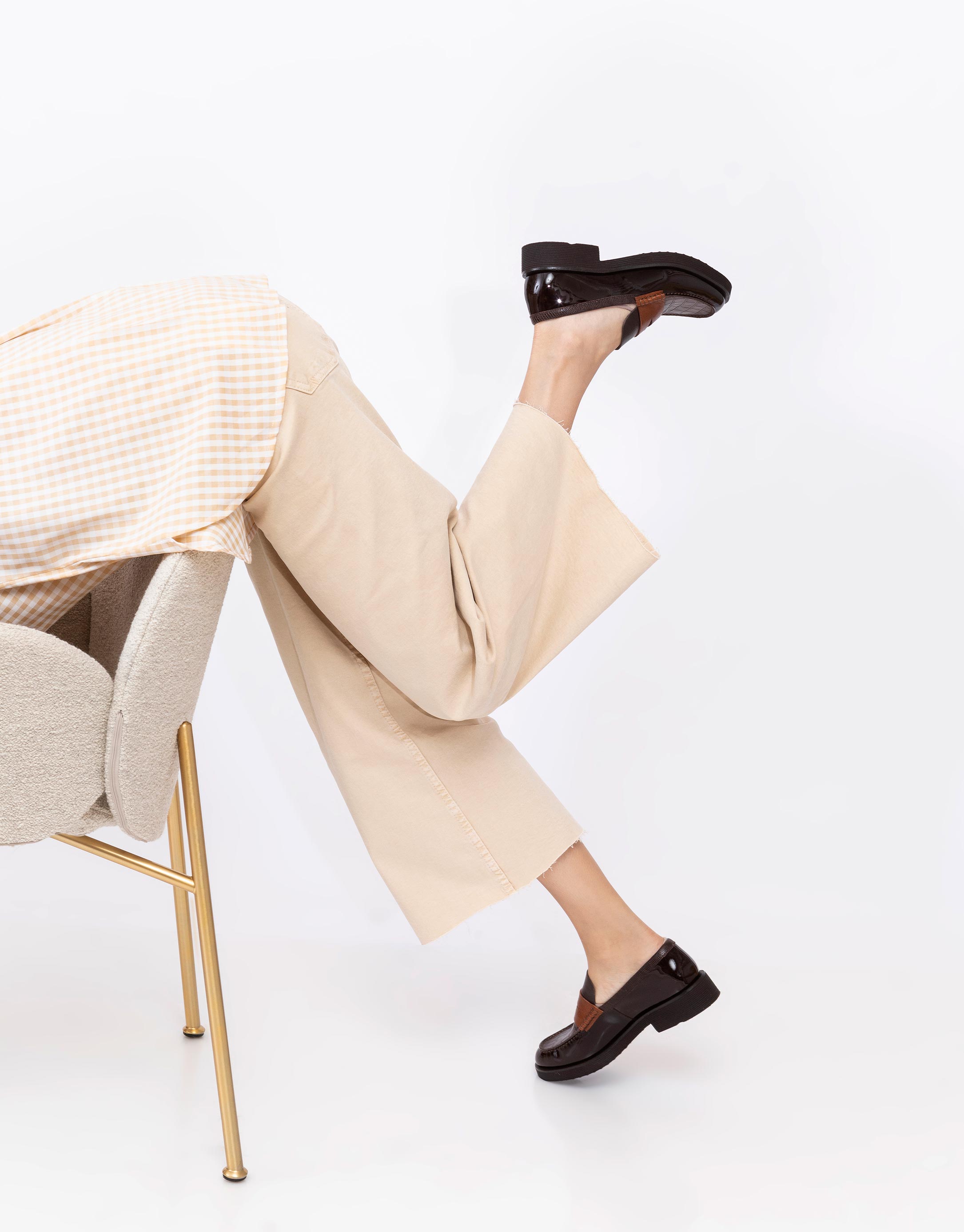 נעלי נשים - Jeffrey Campbell - מוקסינים משולבים LENNA - חום3