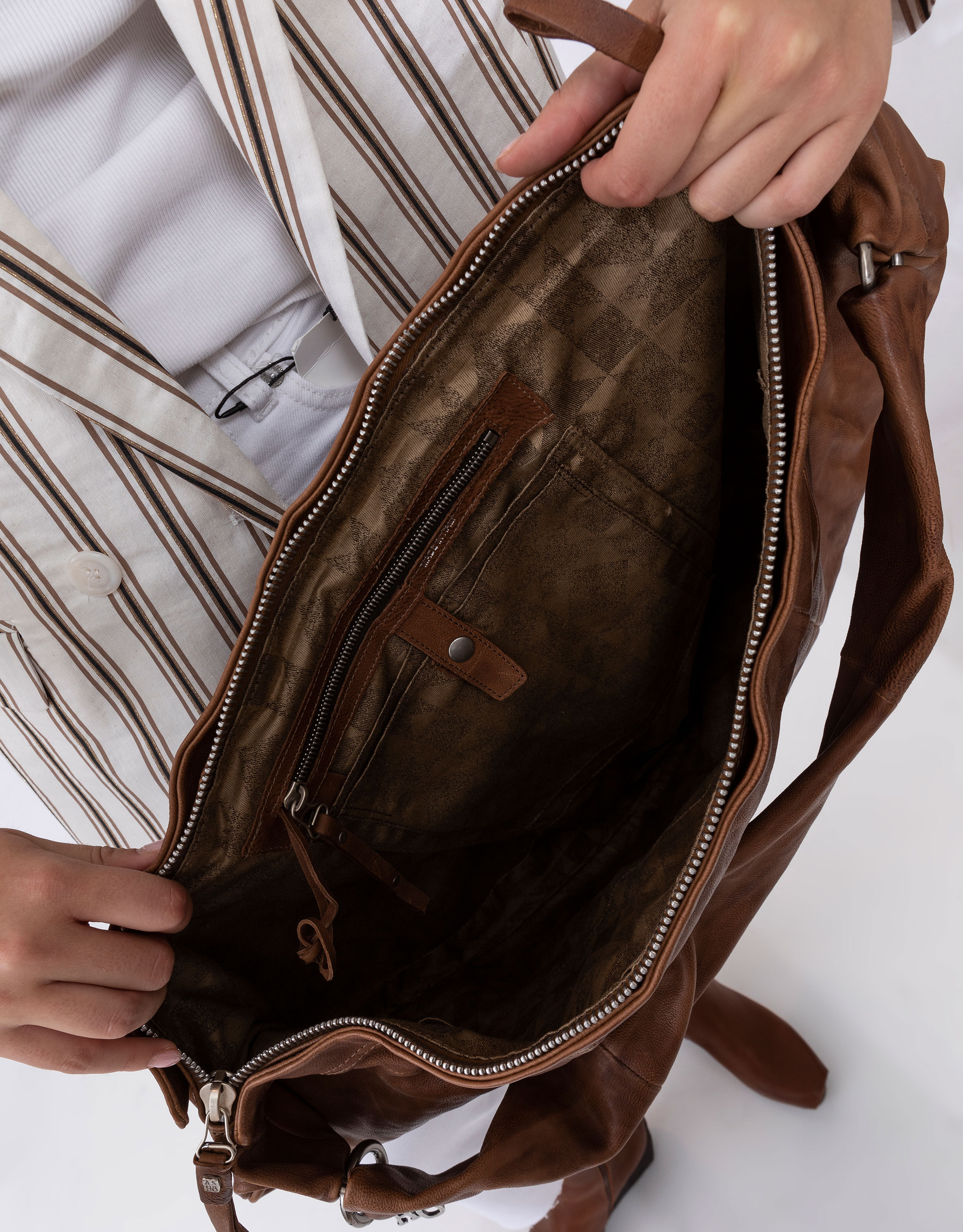 נעלי נשים - A.S. 98 - תיק צד גדול מעור - חום2