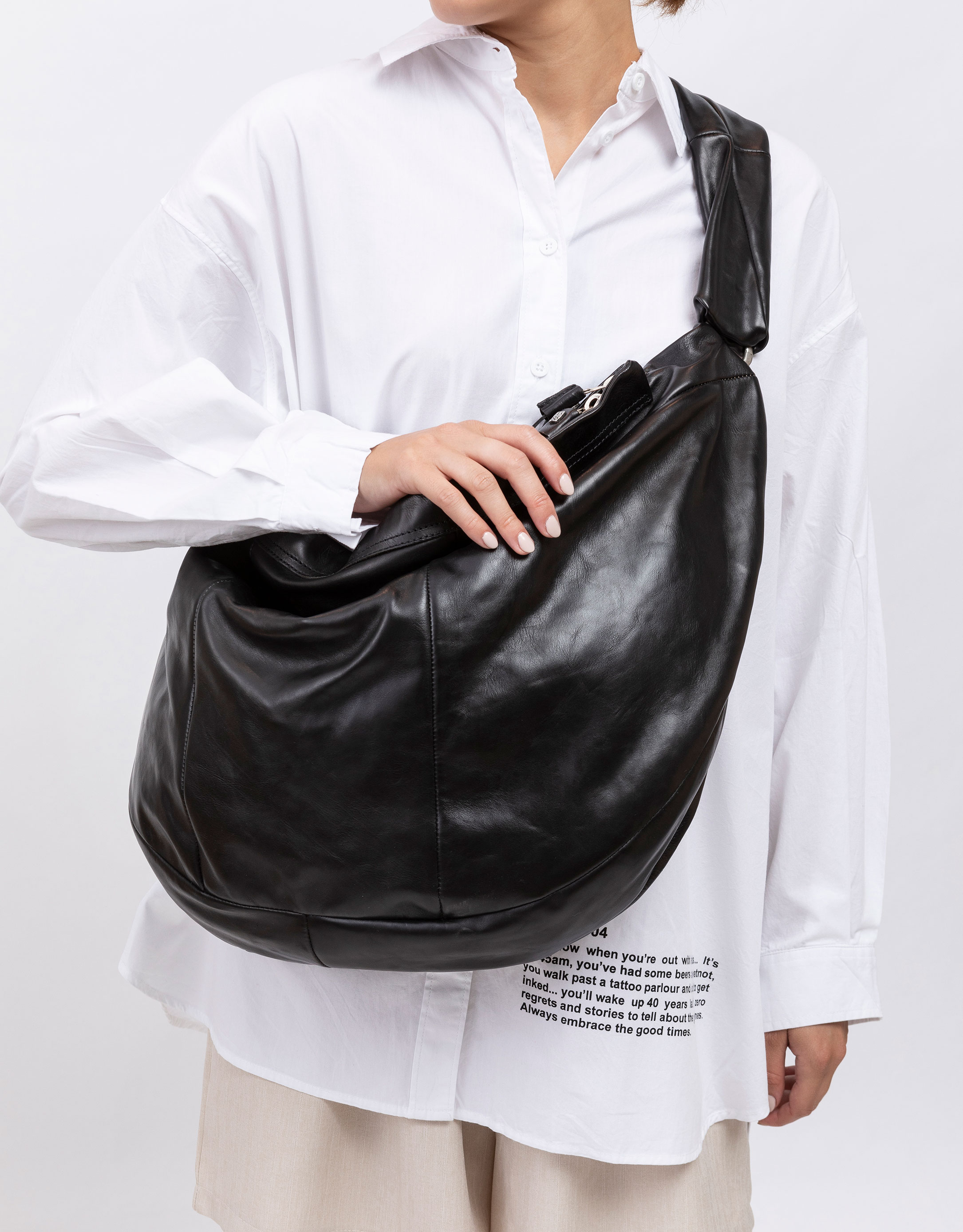 נעלי נשים - A.S. 98 - תיק צד גדול מעור - שחור3