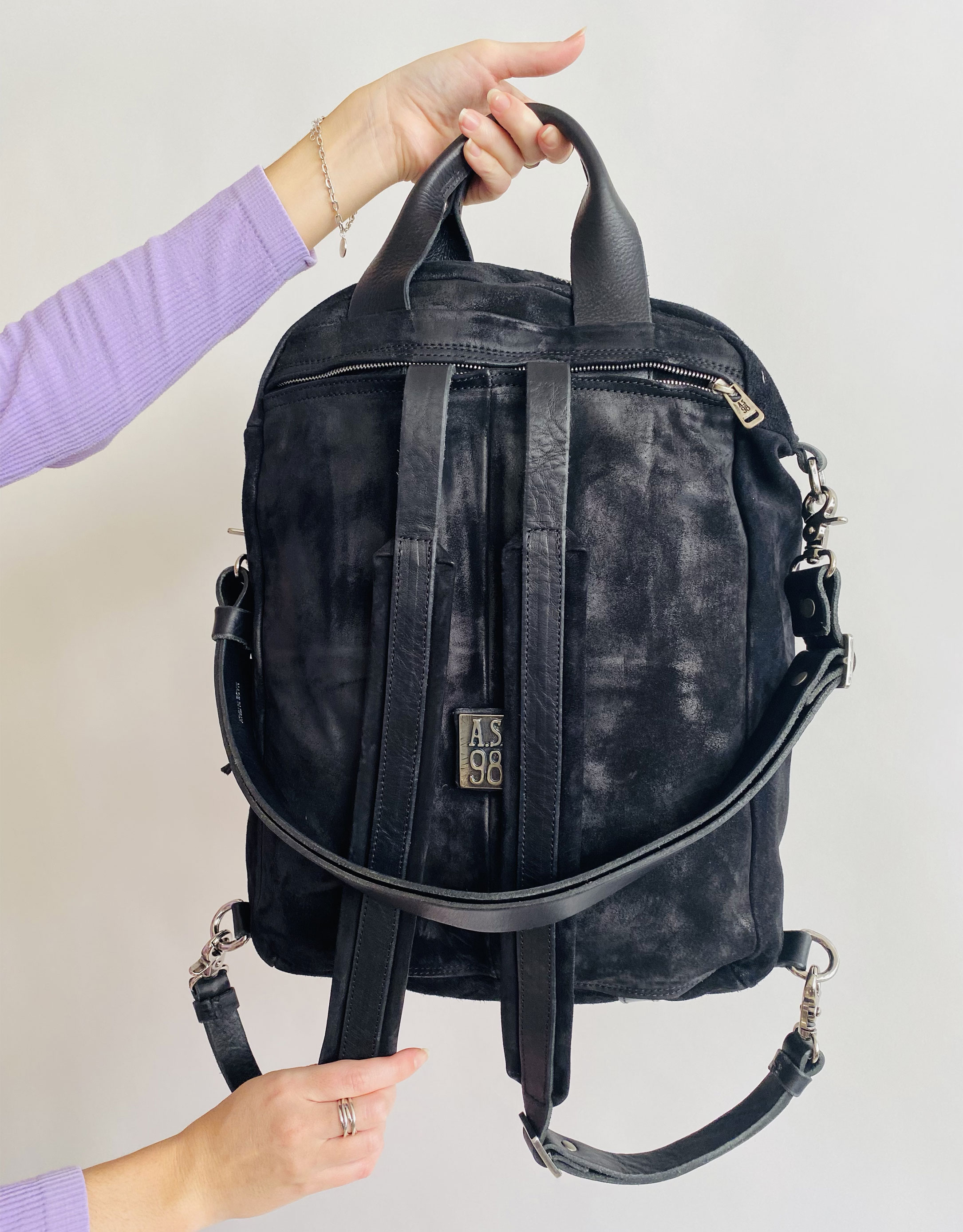 A.S. 98 - תיק גב/צד מעור LUCA - שחור2