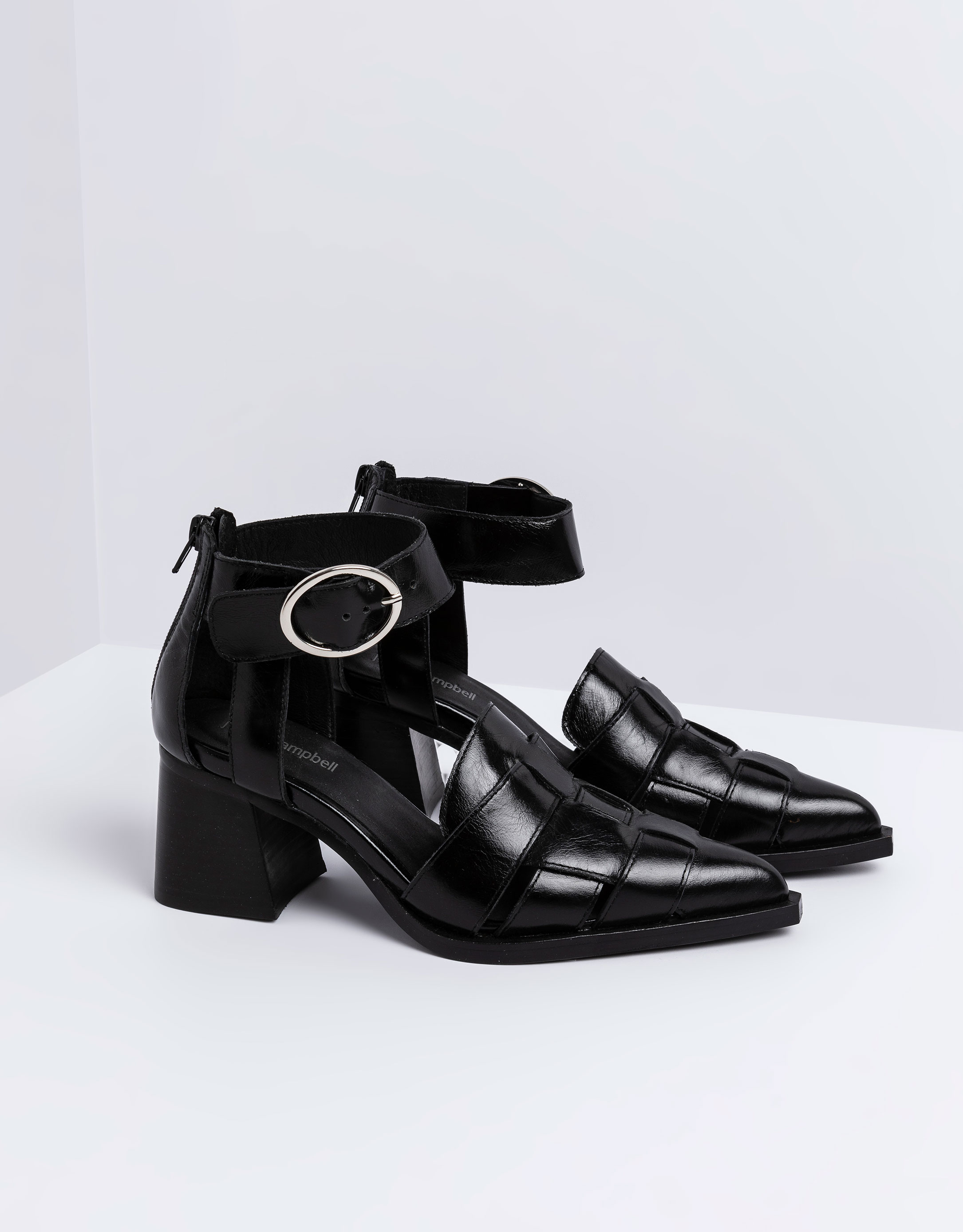 נעלי נשים - Jeffrey Campbell - סנדלי עקב מעור MARIA - שחור4