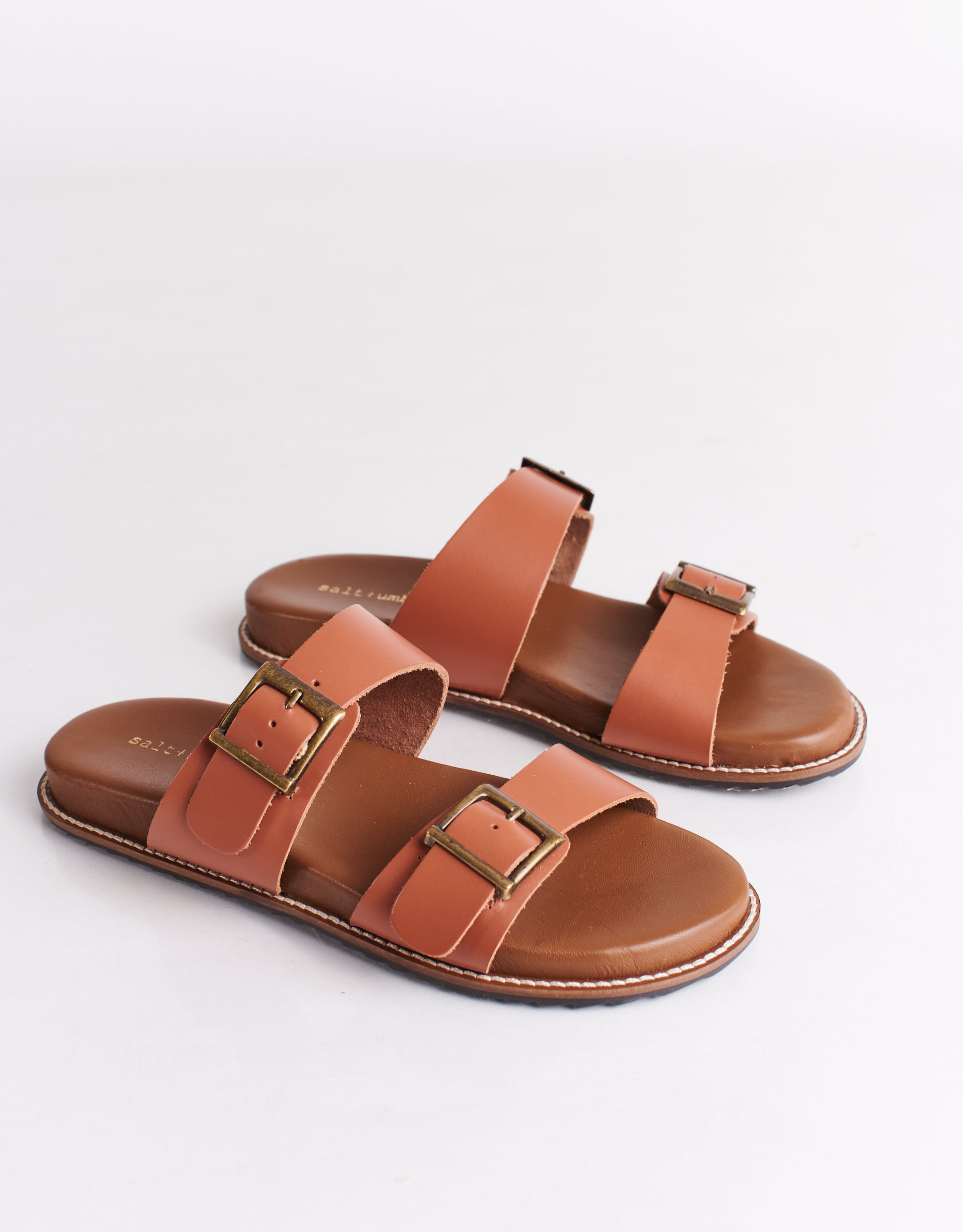 נעלי נשים - Salt+Umber - כפכפי עור ENID - חום2