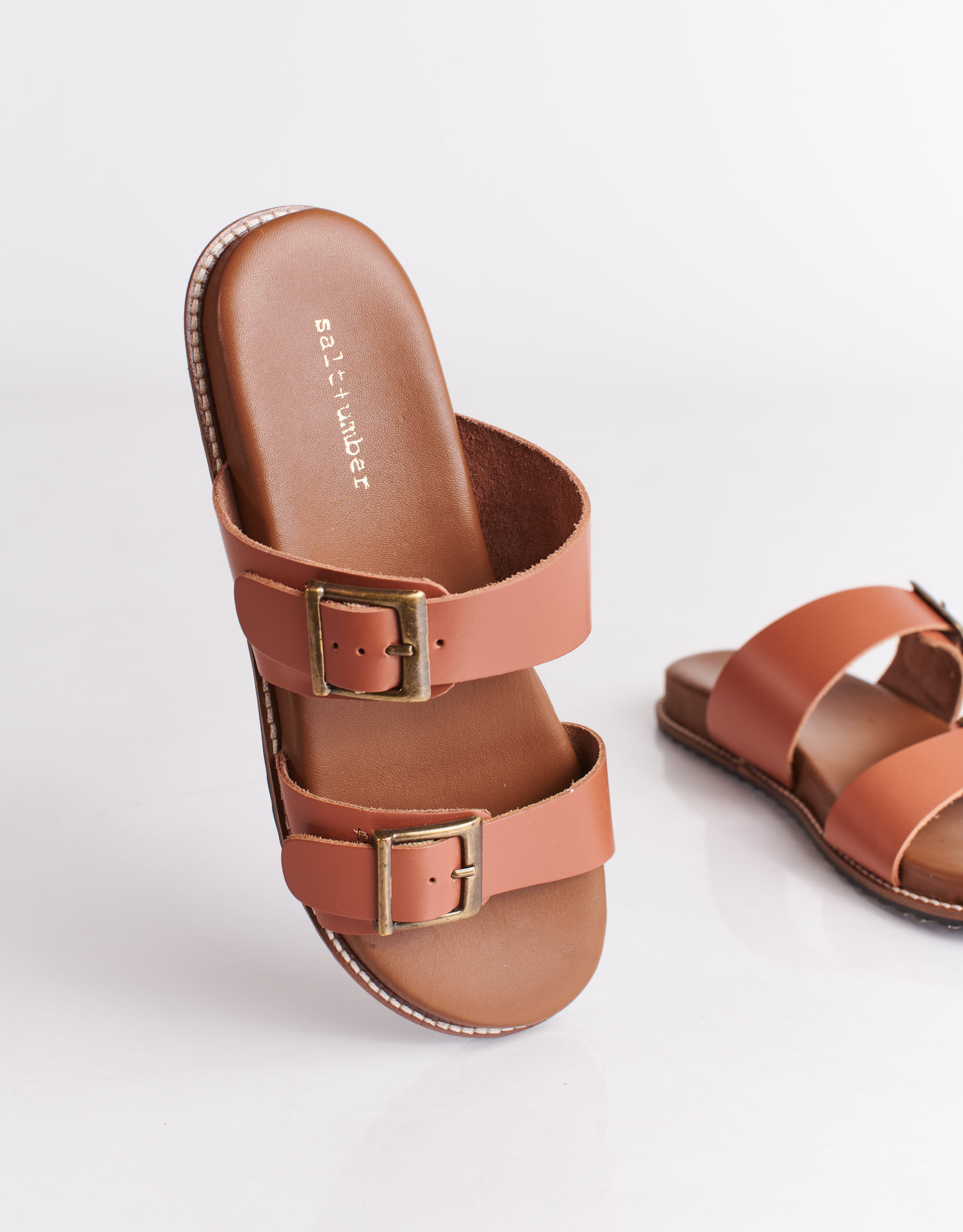 נעלי נשים - Salt+Umber - כפכפי עור ENID - חום4