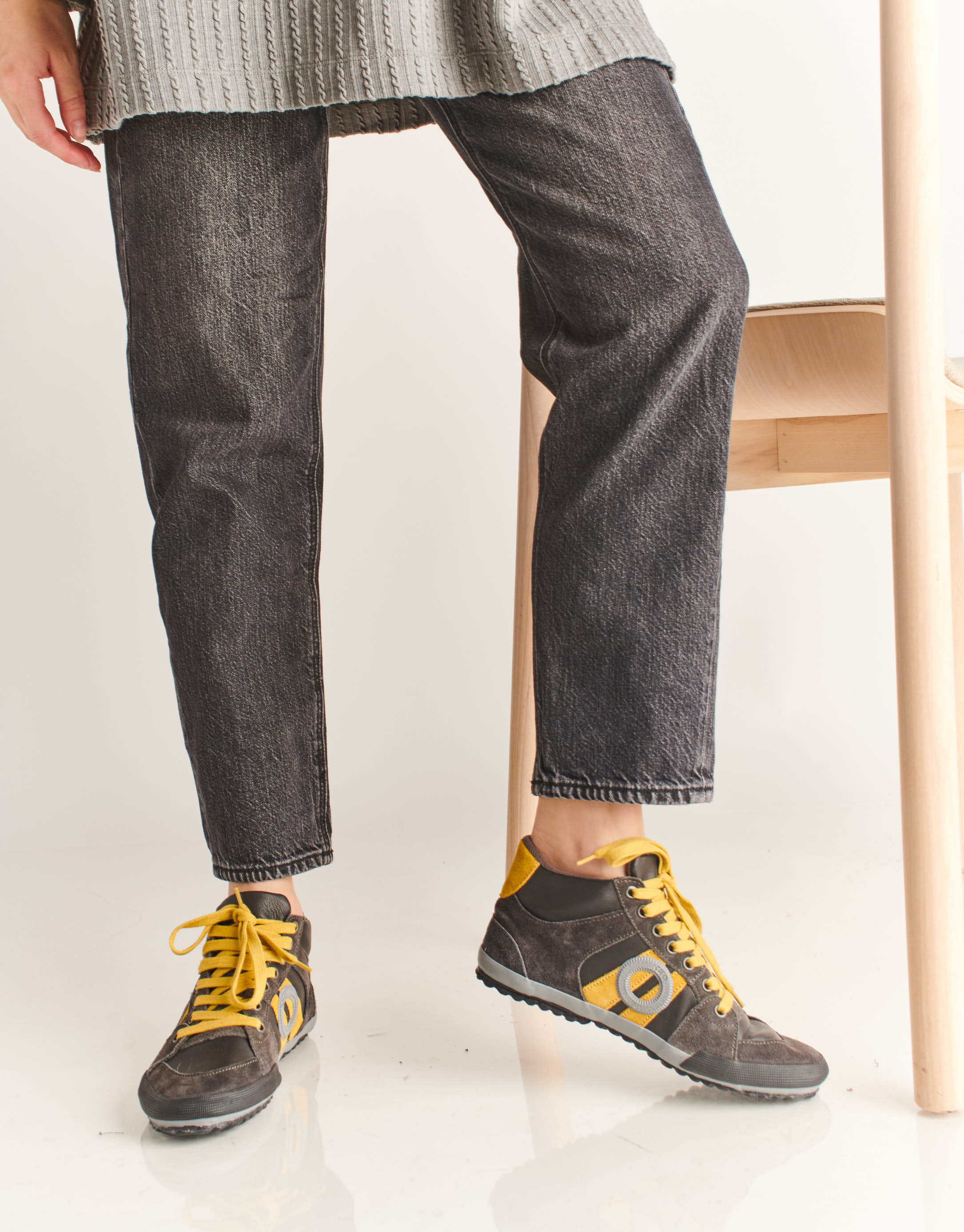 נעלי נשים - Aro - סניקרס גבוהות מעור IDO - אפור   כתום4