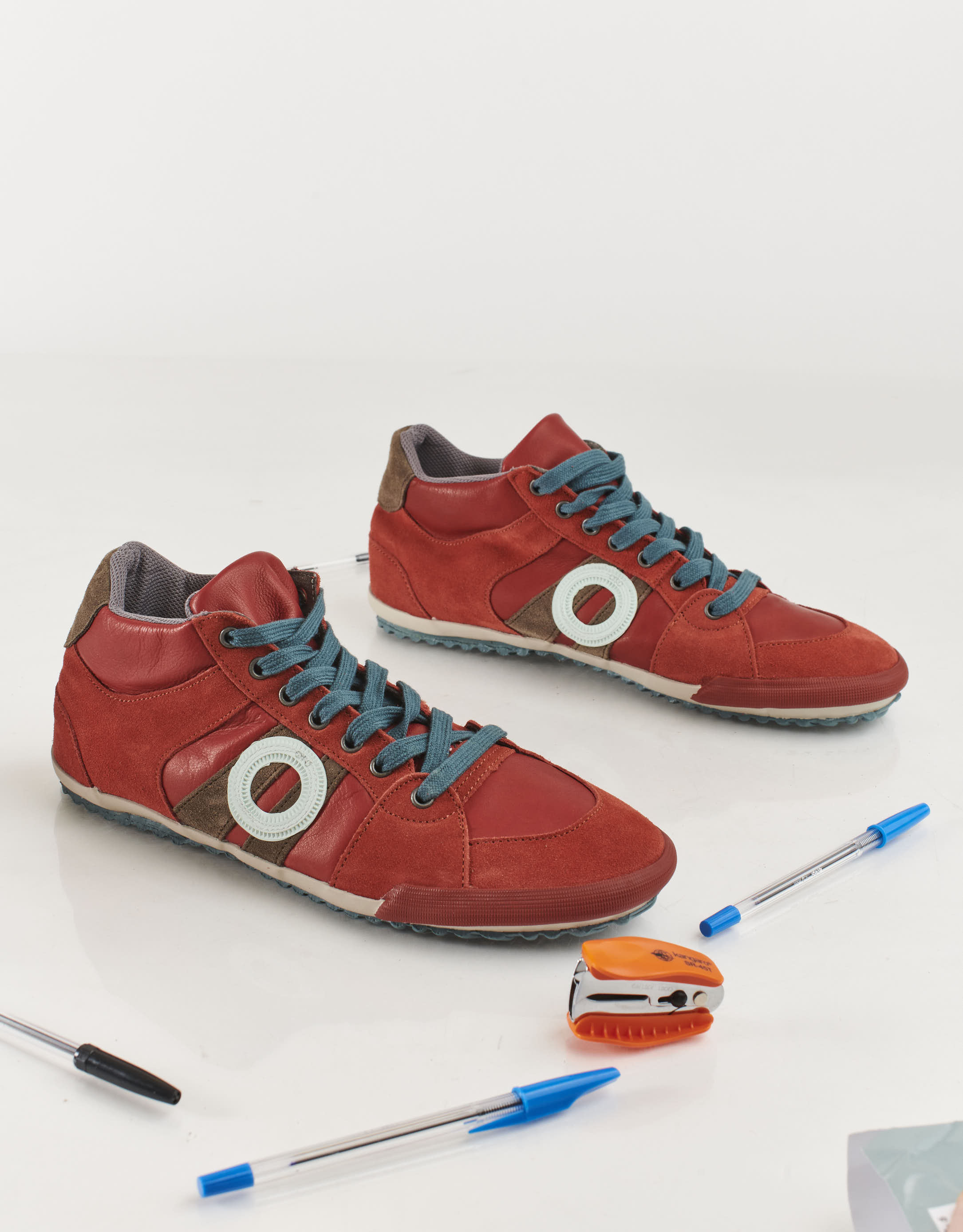 נעלי גברים - Aro - סניקרס גבוהות מעור IDO - אדום