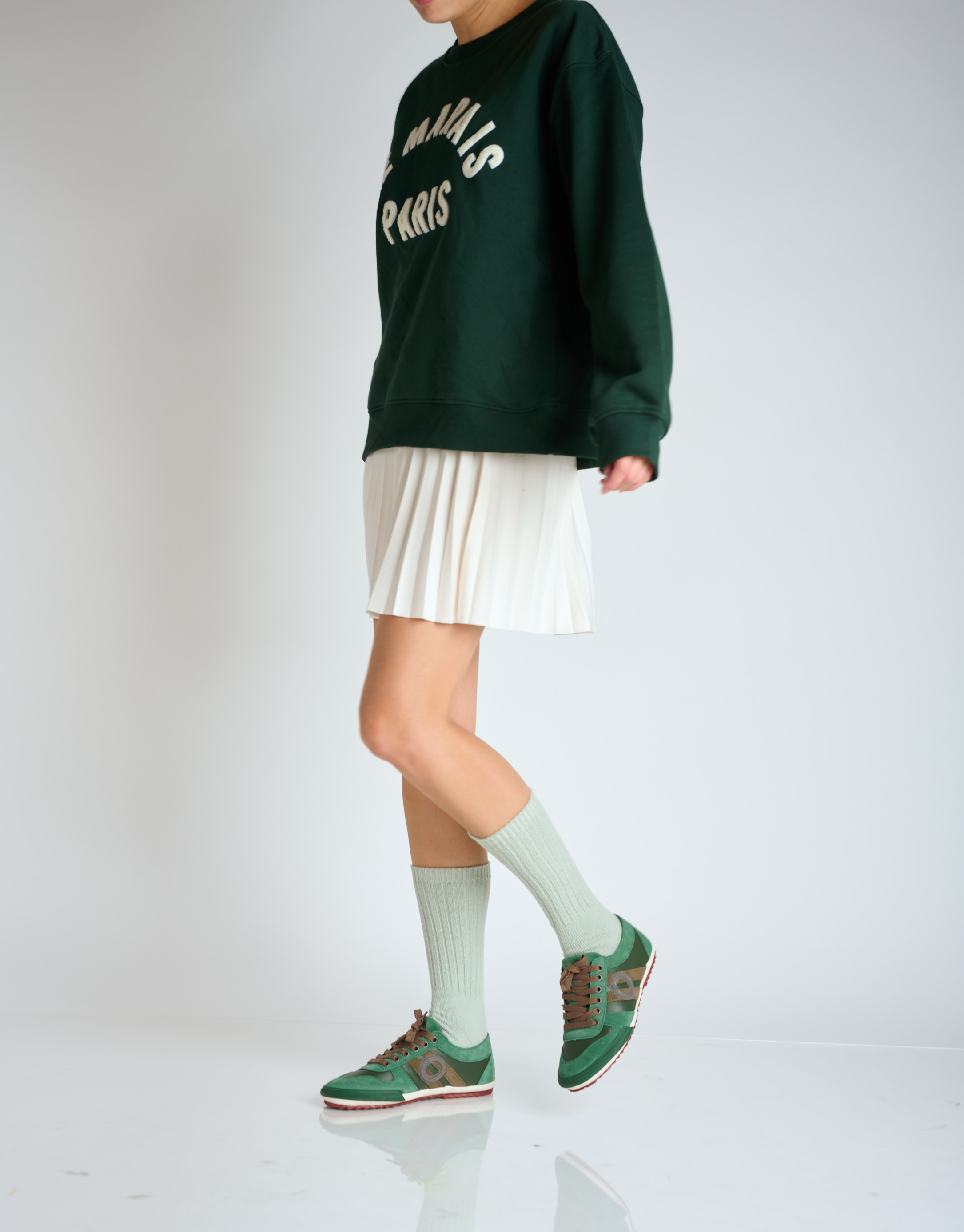 נעלי נשים - Aro - סניקרס נמוכות מעור IDO - ירוק2