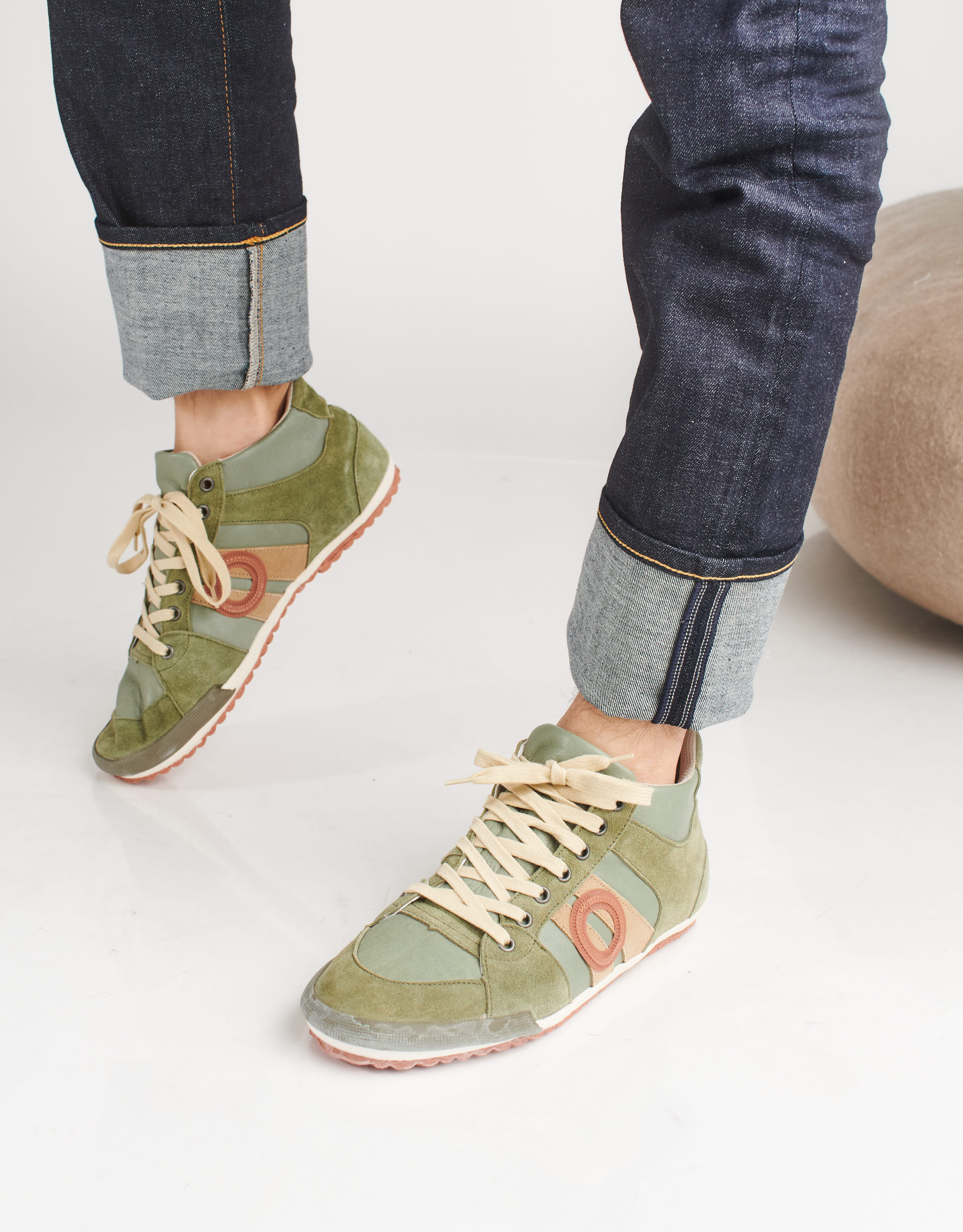 נעלי גברים - Aro - סניקרס גבוהות מעור IDO - זית2