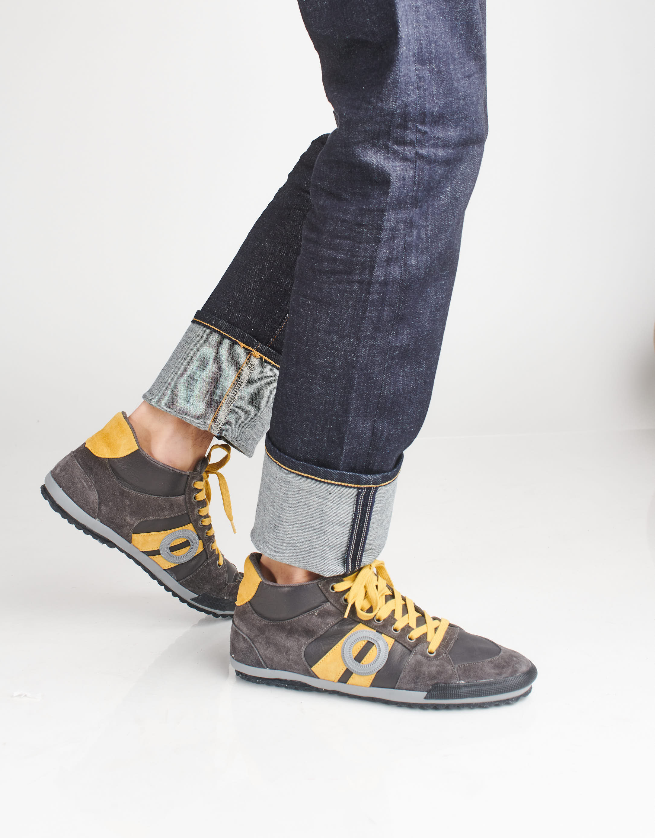 נעלי גברים - Aro - סניקרס גבוהות מעור IDO - אפור   כתום3