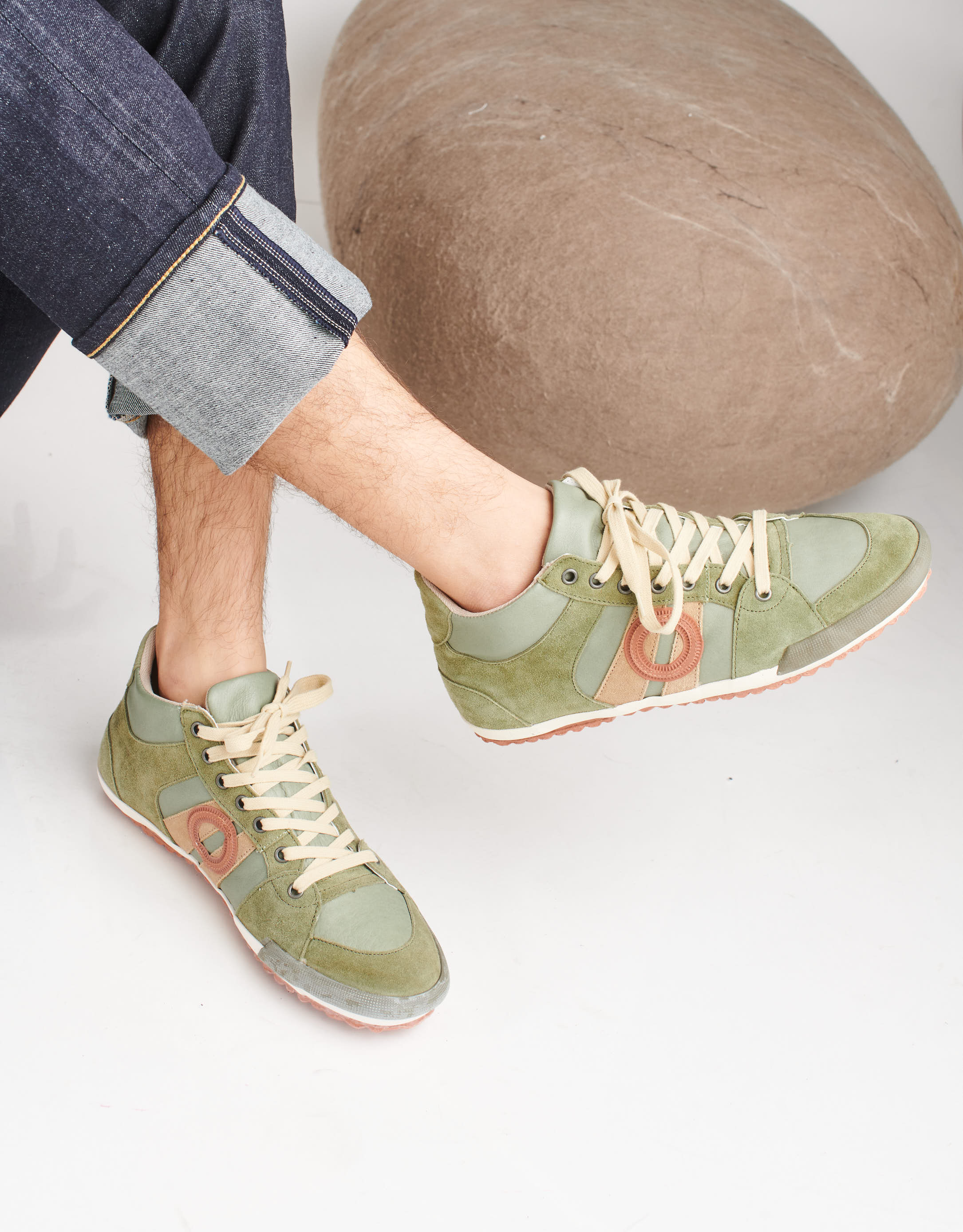 נעלי גברים - Aro - סניקרס גבוהות מעור IDO - זית3