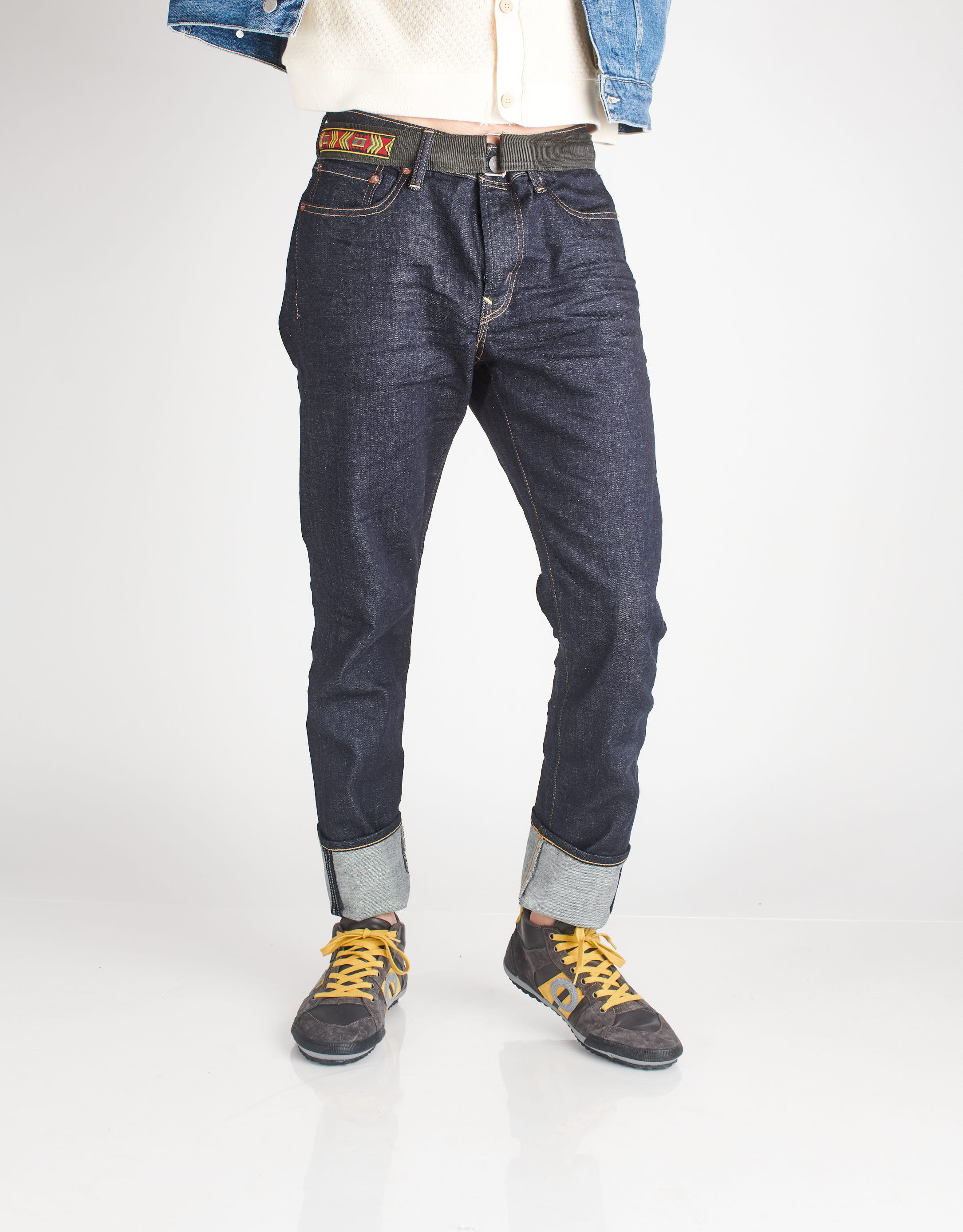 נעלי גברים - Aro - סניקרס גבוהות מעור IDO - אפור   כתום4