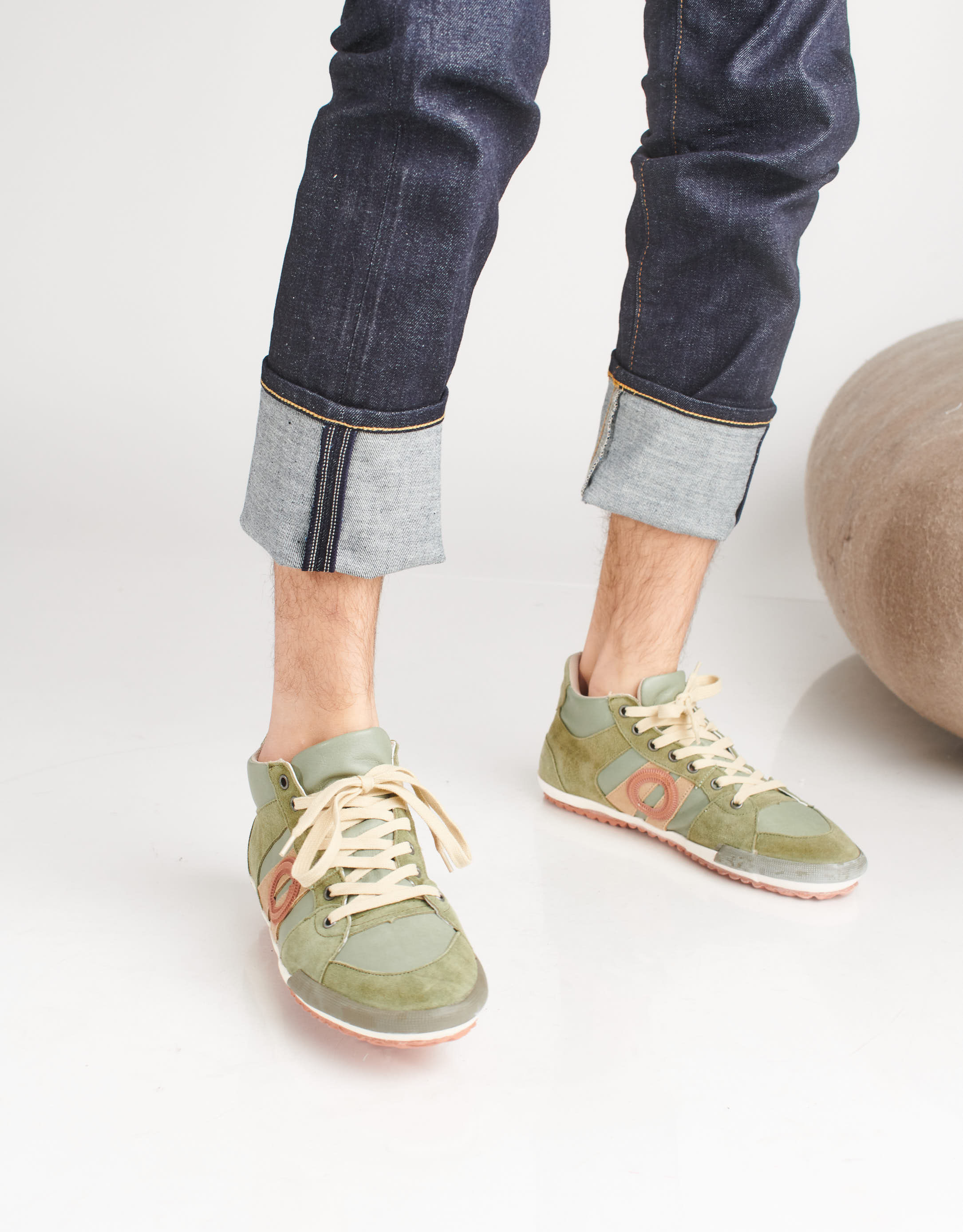 נעלי גברים - Aro - סניקרס גבוהות מעור IDO - זית4