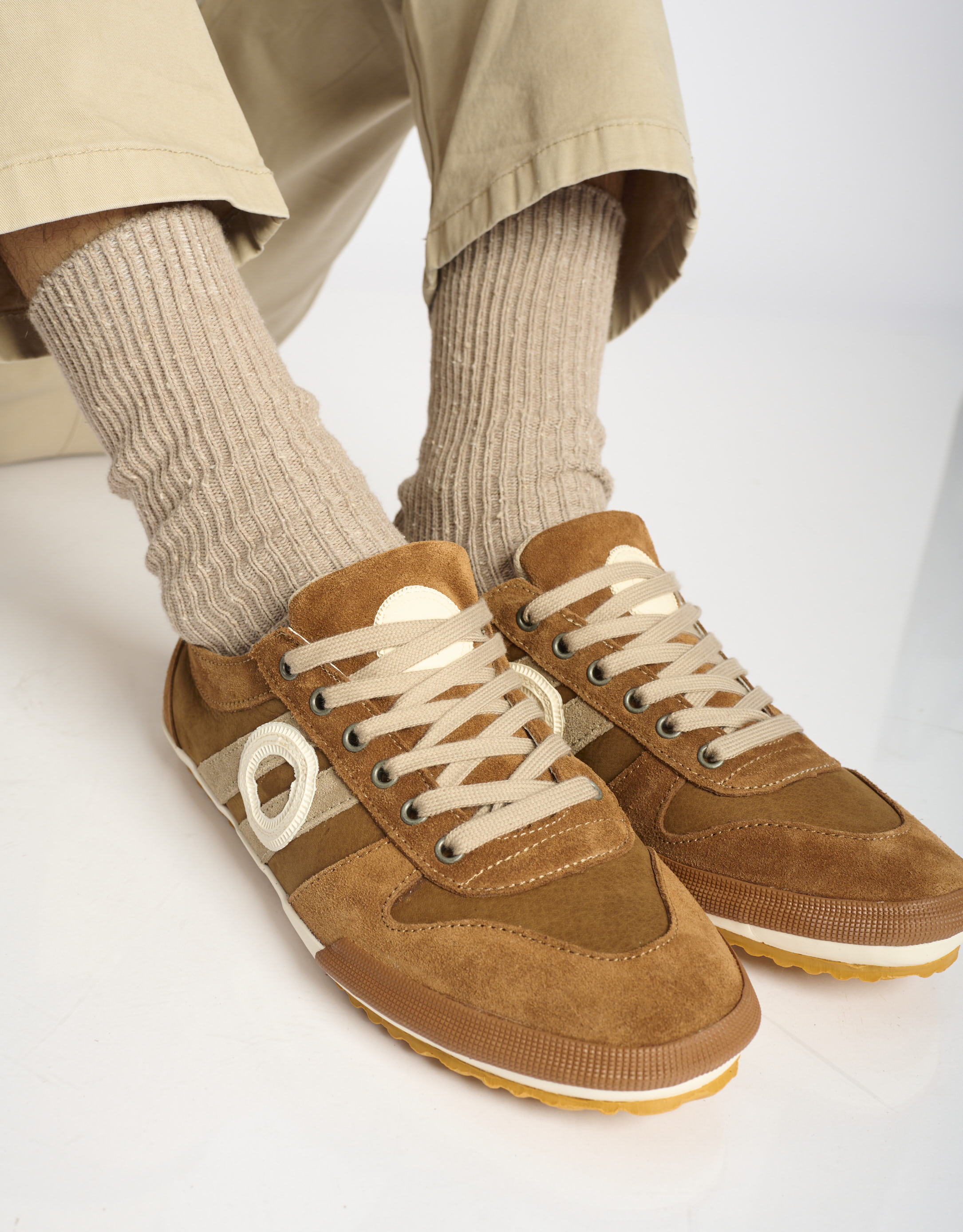 נעלי גברים - Aro - סניקרס עור IDO - קאמל3