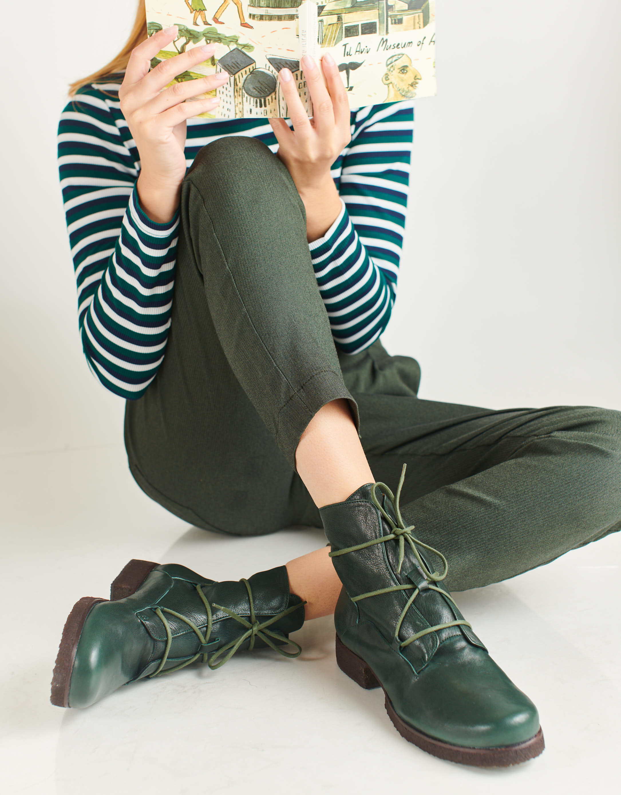 נעלי נשים - Vialis - מגפוני עור KIOTO - ירוק3