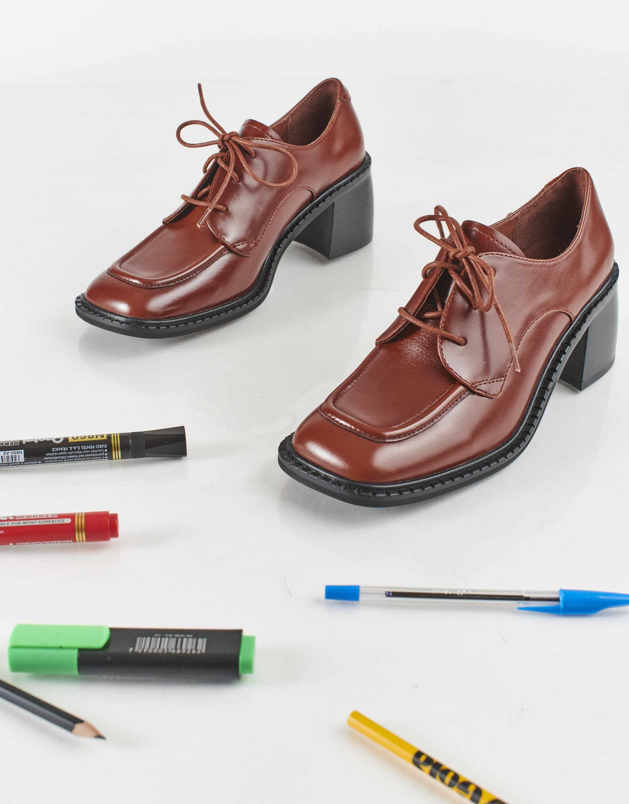 נעלי נשים - Jeffrey Campbell - נעלי עור עם עקב DEMITRI - חום2