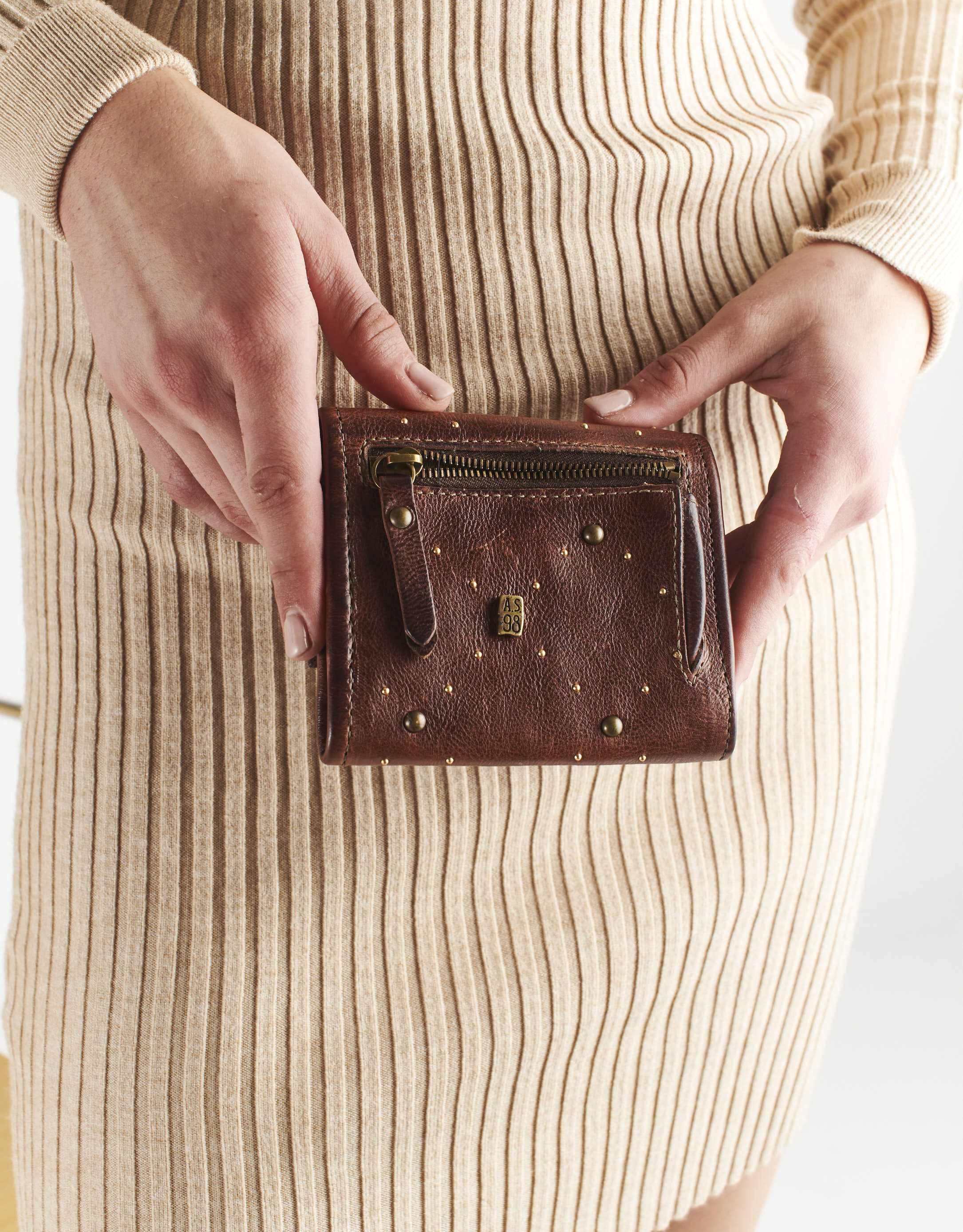 נעלי נשים - A.S. 98 - ארנק ניטים קטן ALESSA - חום2