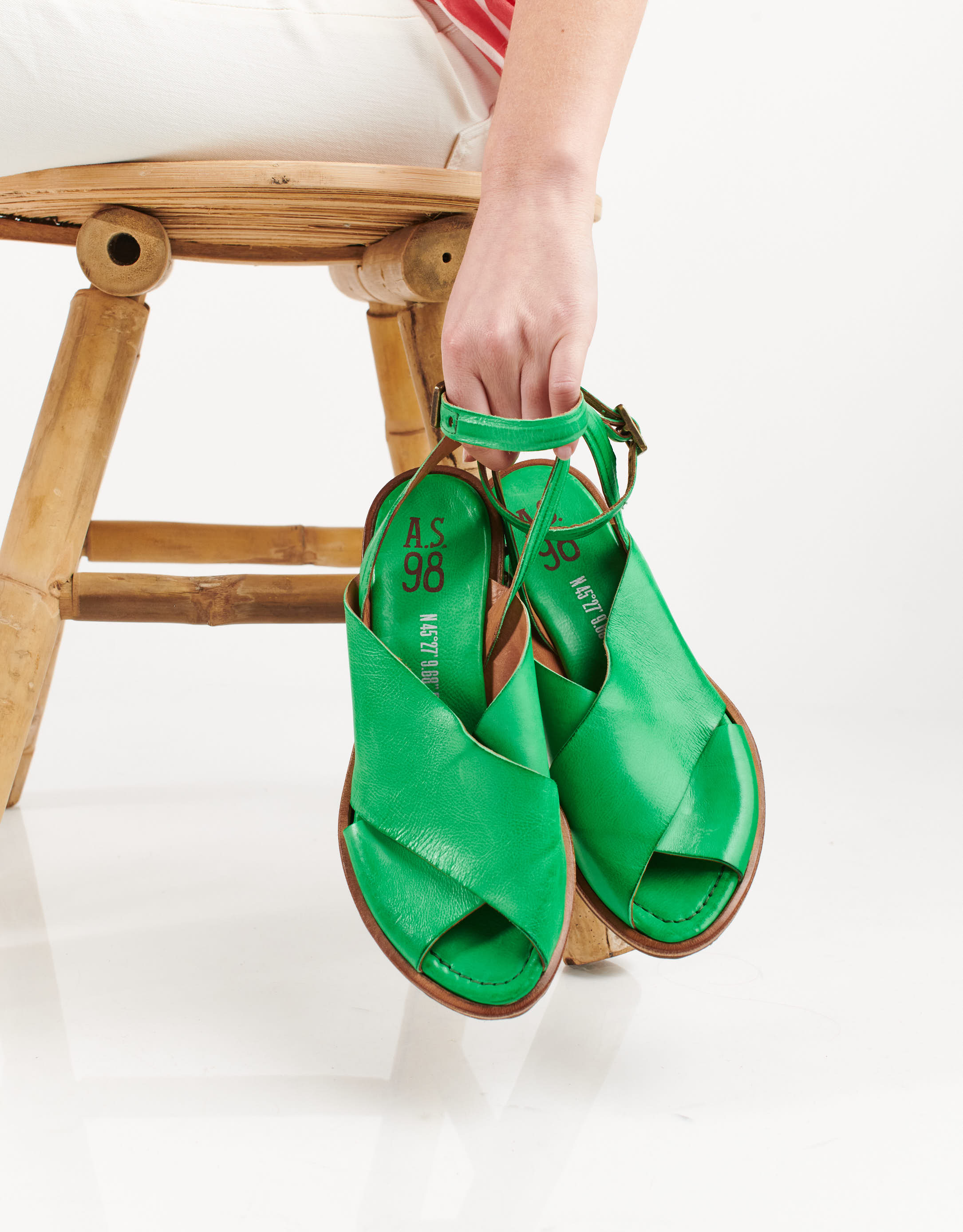 נעלי נשים - A.S. 98 - סנדלי איקס  GEA SAND - ירוק