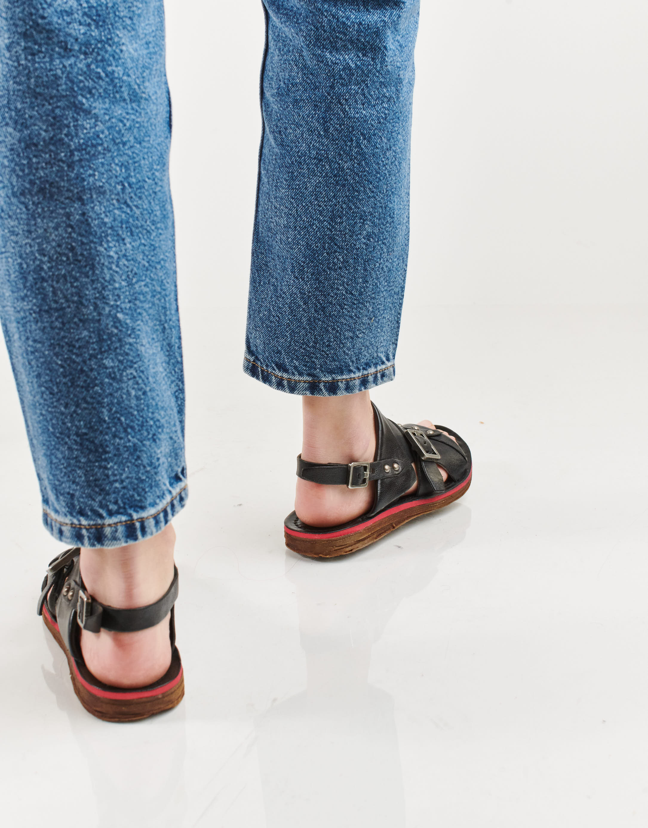 נעלי נשים - A.S. 98 - סנדלים שטוחים BUSA - שחור4