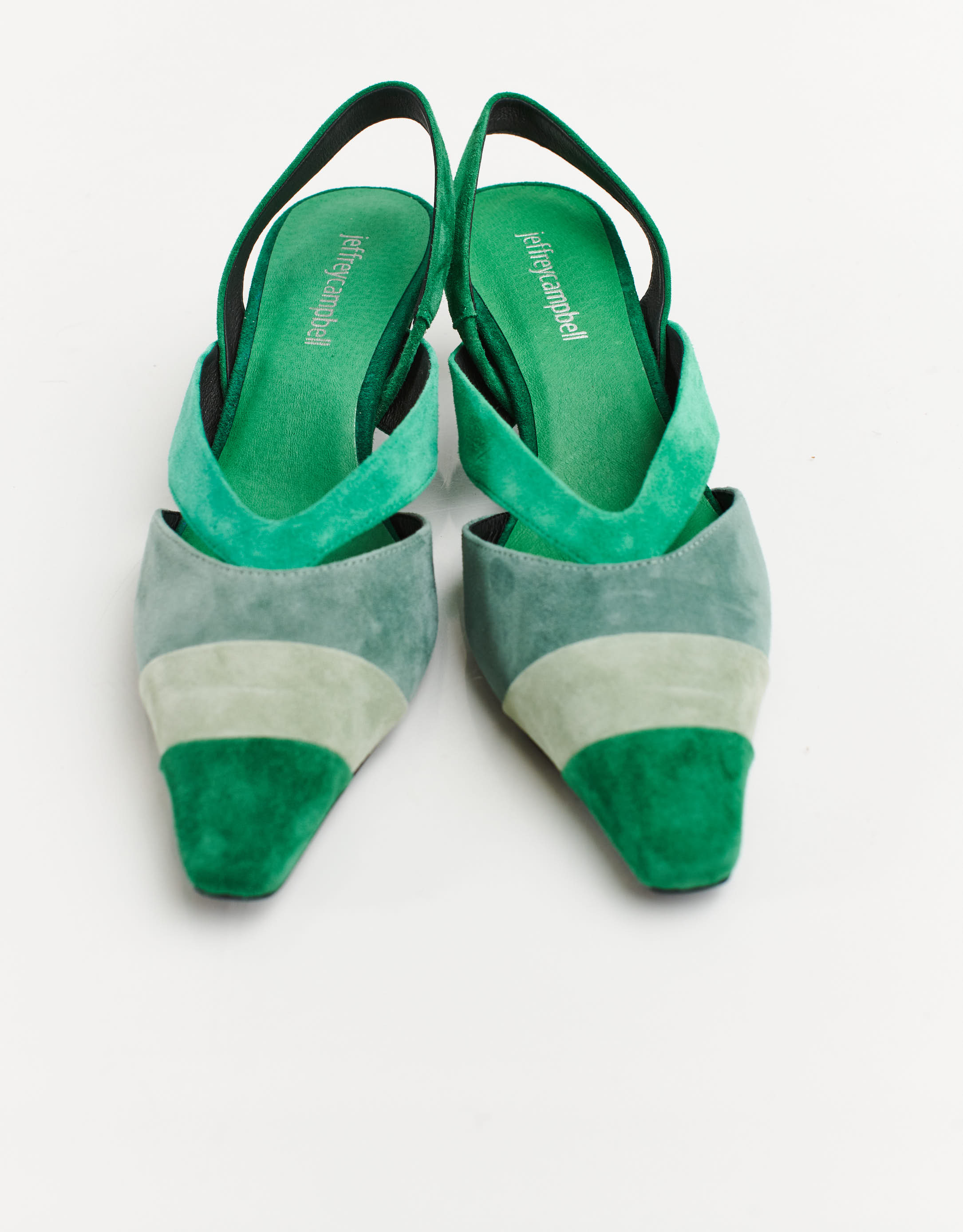 נעלי נשים - Jeffrey Campbell - סנדלי עקב מזמש EIGHT - ירוק2