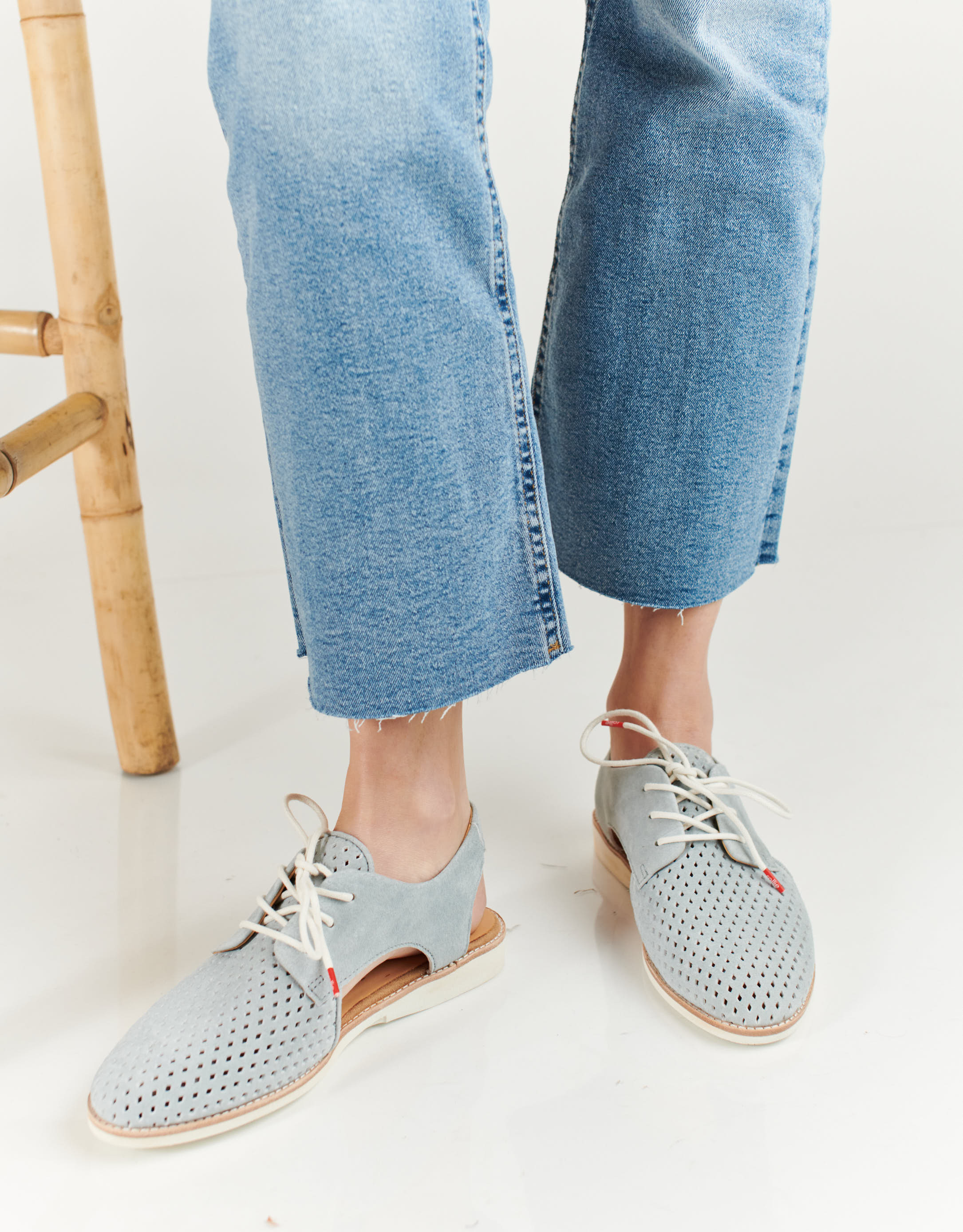 נעלי נשים - Rollie - סנדלי זמש SLINGBACK  PUNC - אפור בהיר2