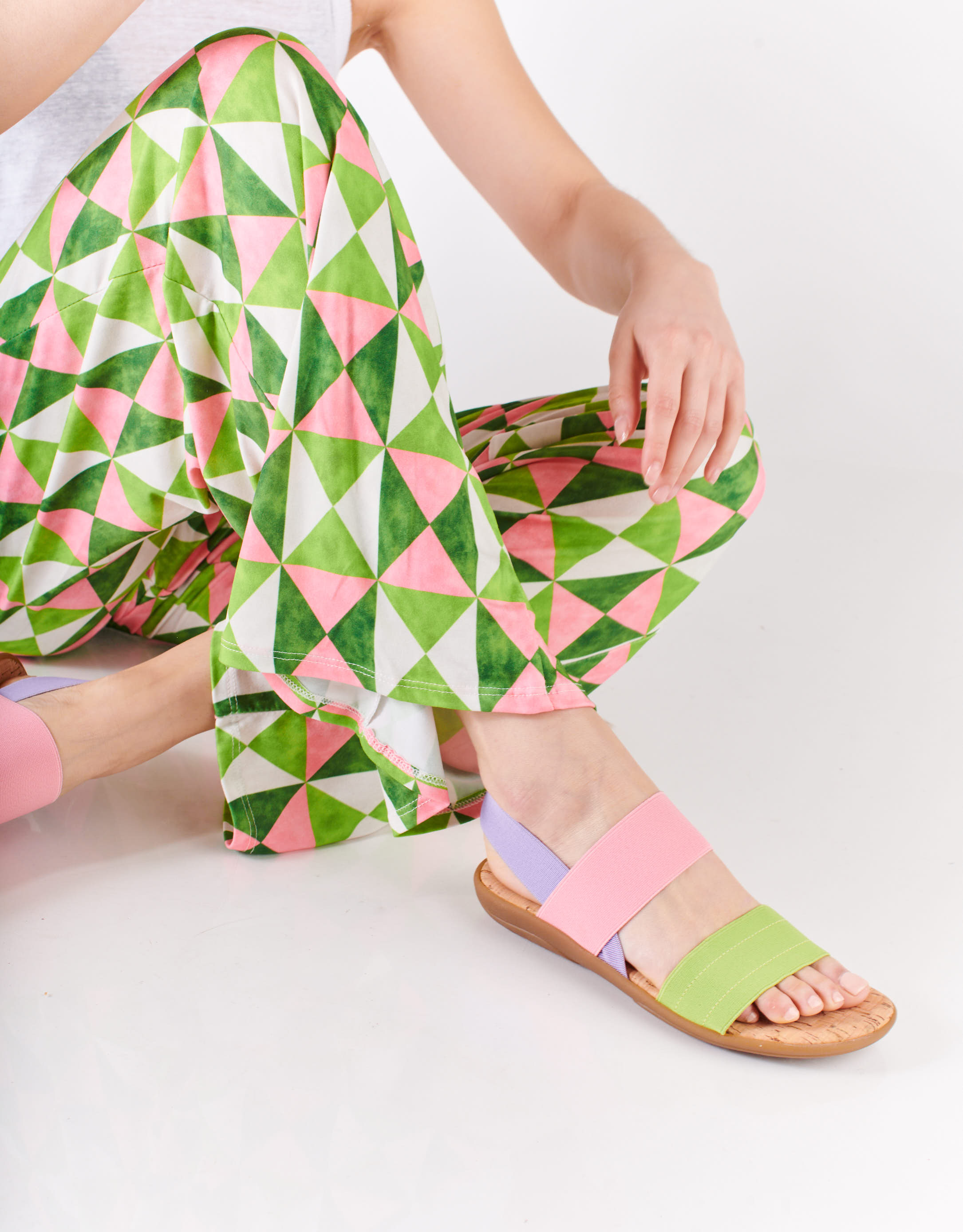 נעלי נשים - NR Rapisardi - סנדלי גומיות משולבים CRUS - ירוק   ורוד3