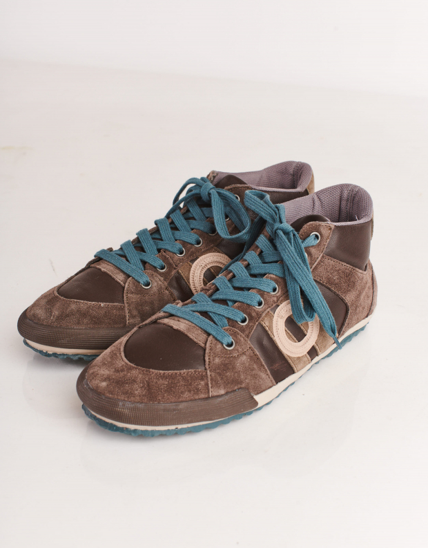 נעלי גברים - Aro - סניקרס גבוהות מעור IDO - חום כהה