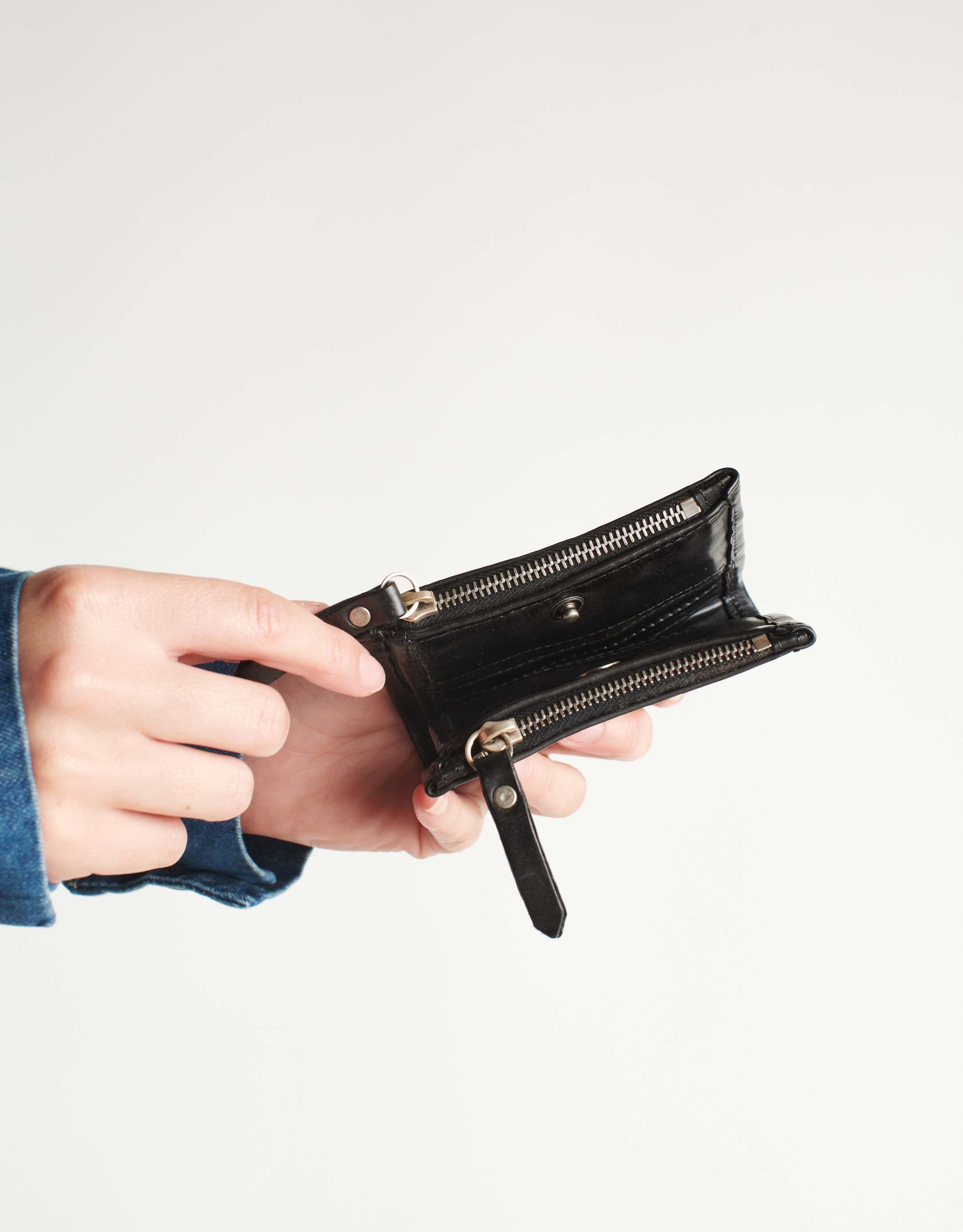 נעלי נשים - A.S. 98 - ארנק קטן מעור עם רוכסנים - שחור2