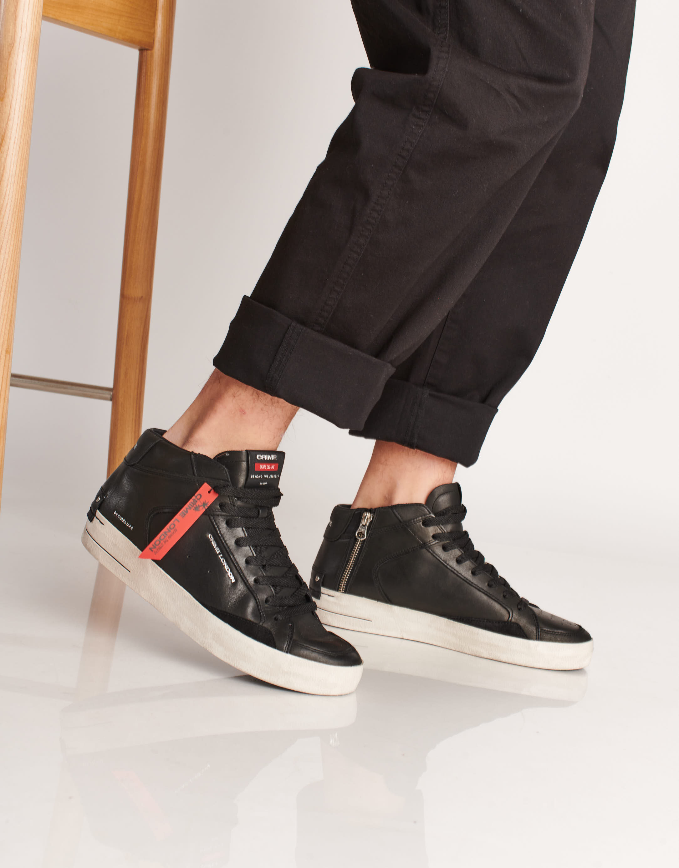 נעלי גברים - Crime London - סניקרס גבוהות NICK - שחור2