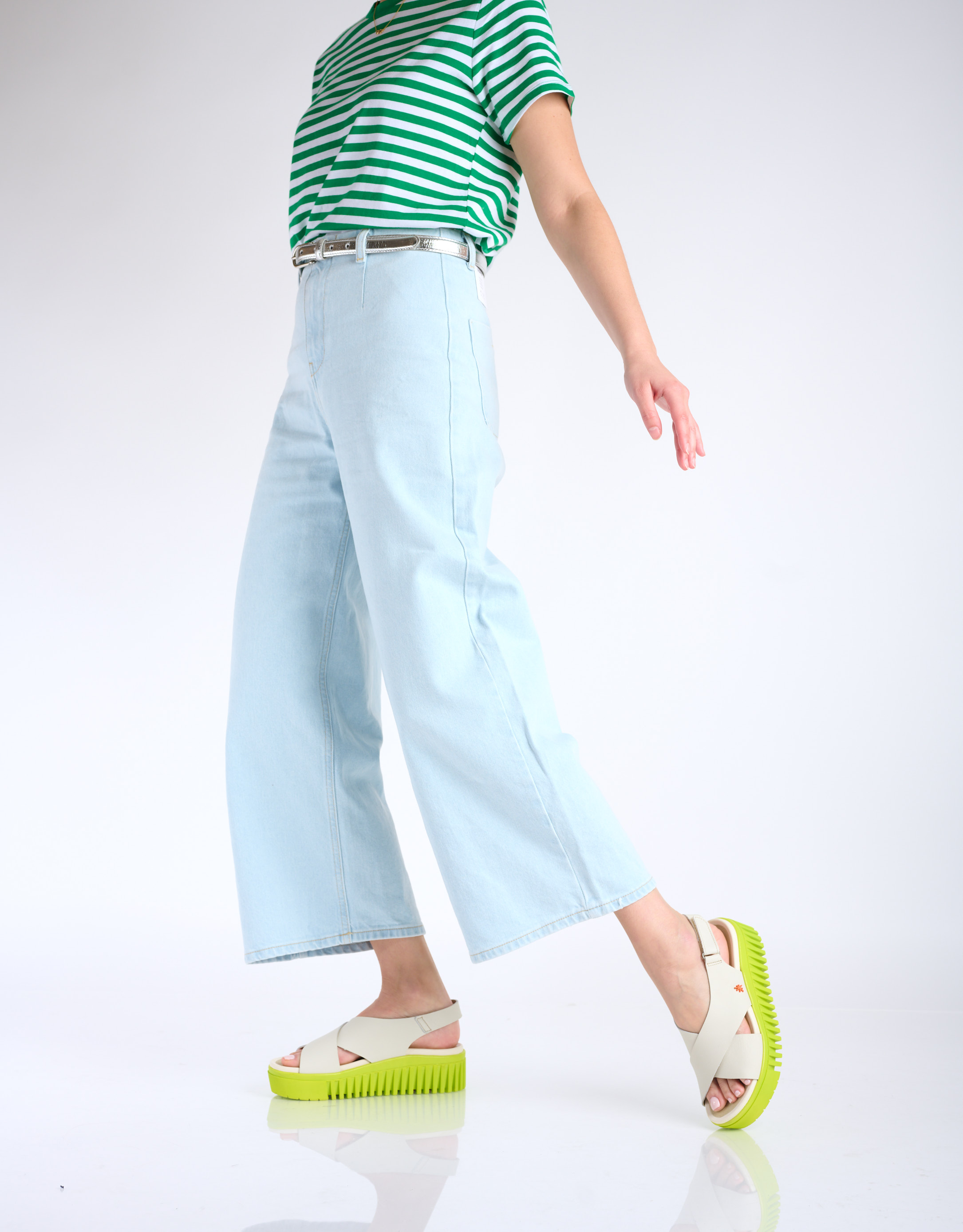 נעלי נשים - Art - סנדלי איקס BRIGHTON - לבן   ירוק2