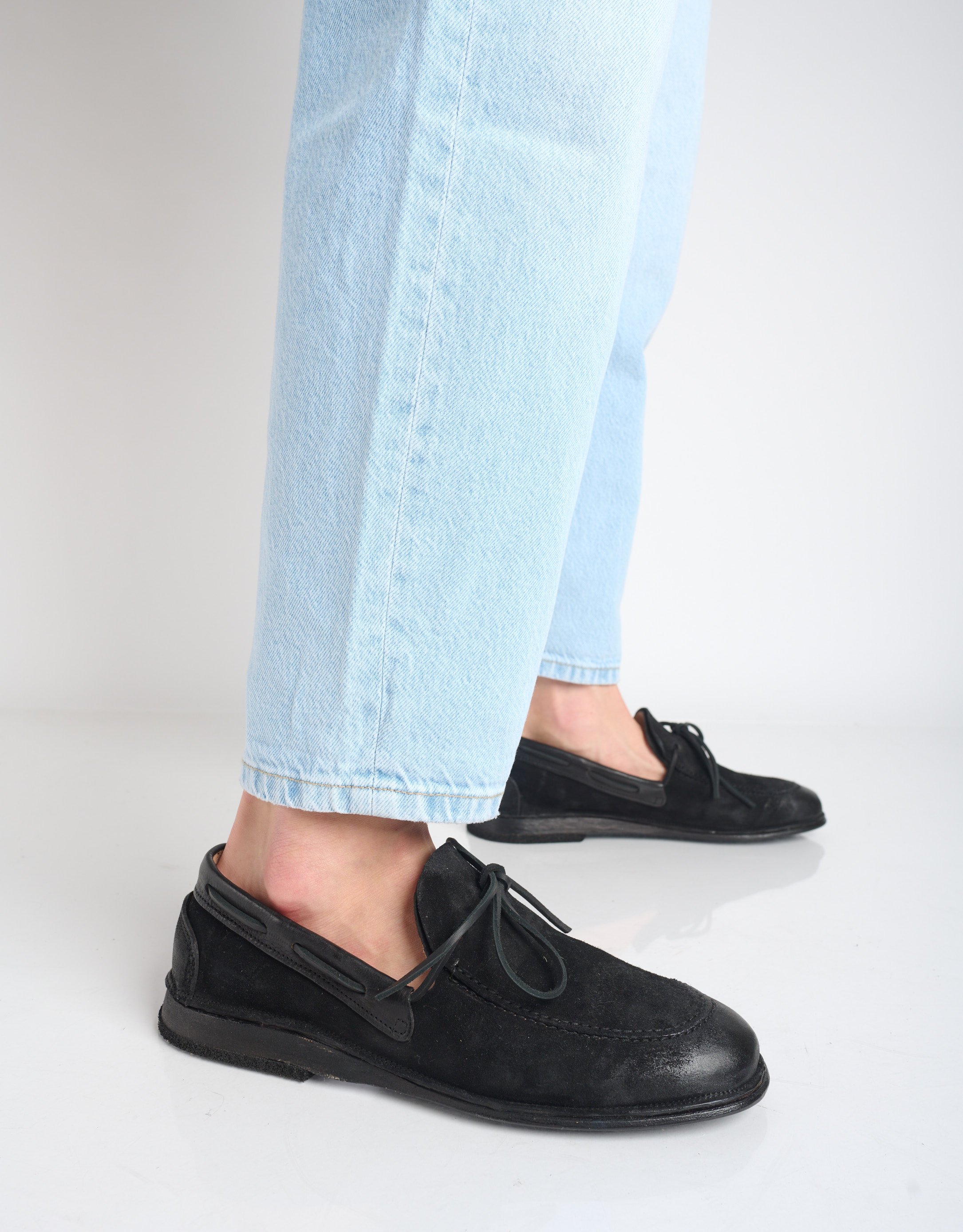 נעלי גברים - A.S. 98 - נעלי מוקסין עם שרוך ALFRE - שחור3