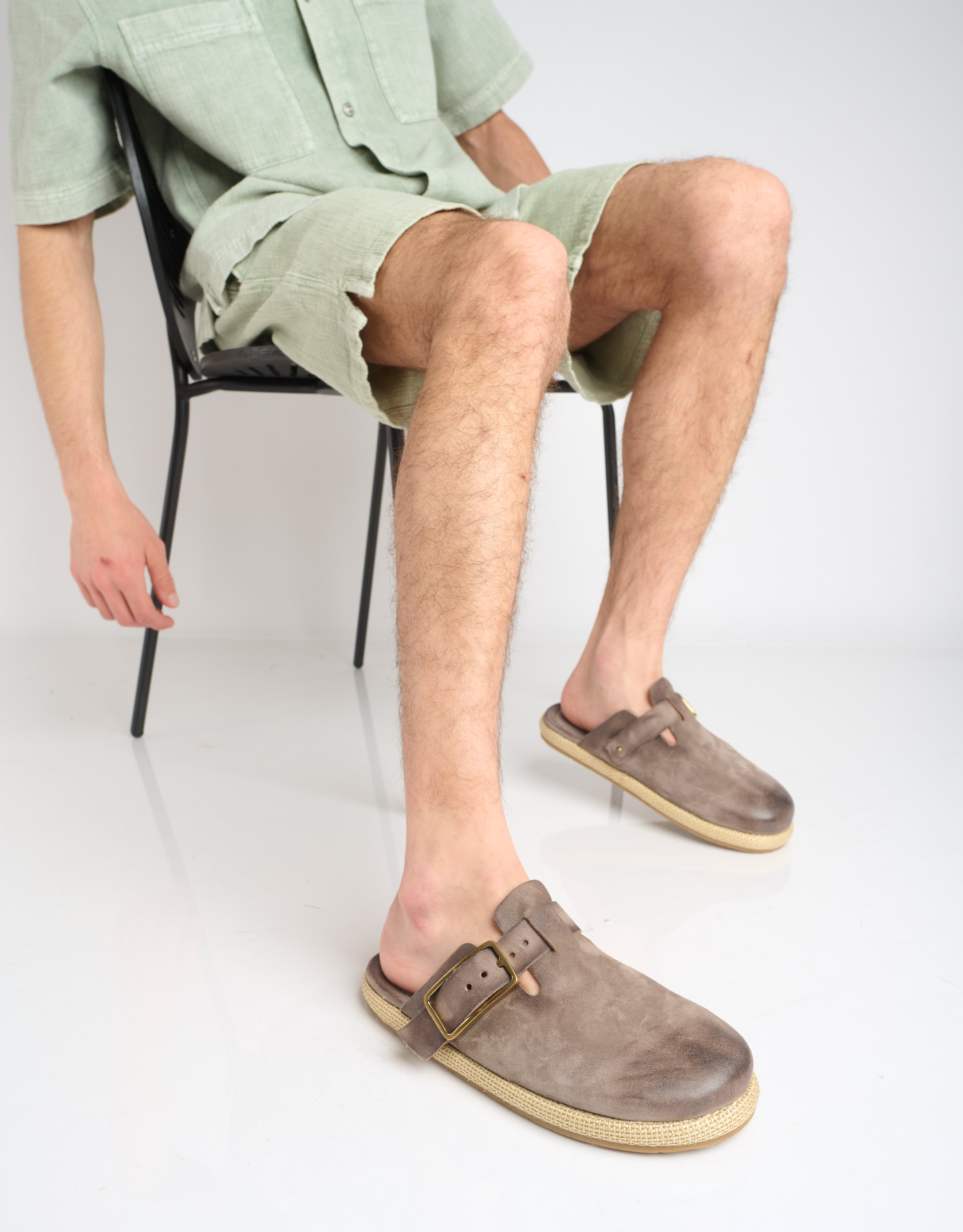 נעלי גברים - A.S. 98 - כפכפי עור MARCO - אפור4