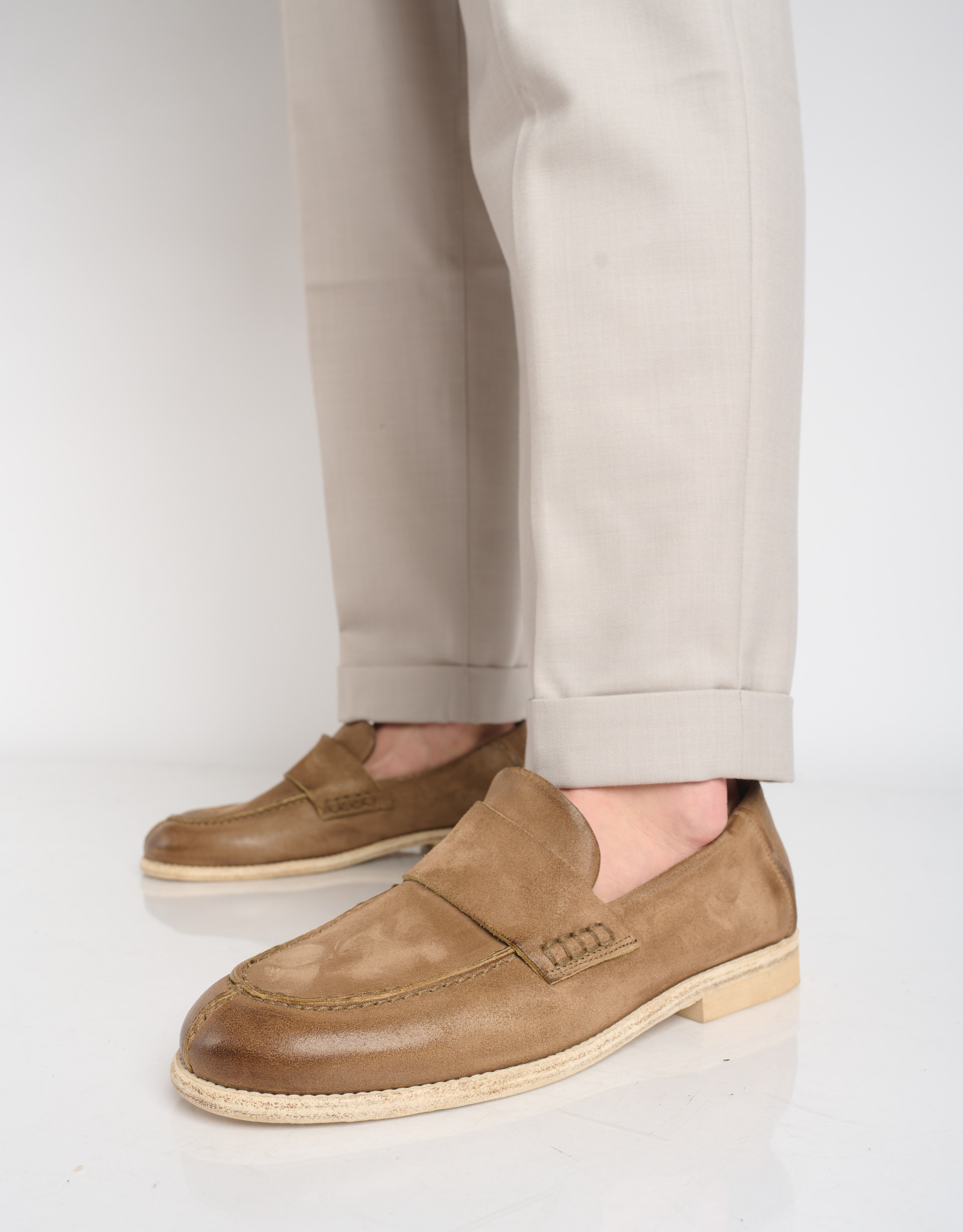 נעלי גברים - A.S. 98 - נעלי מוקסין OPLA - חום בהיר4