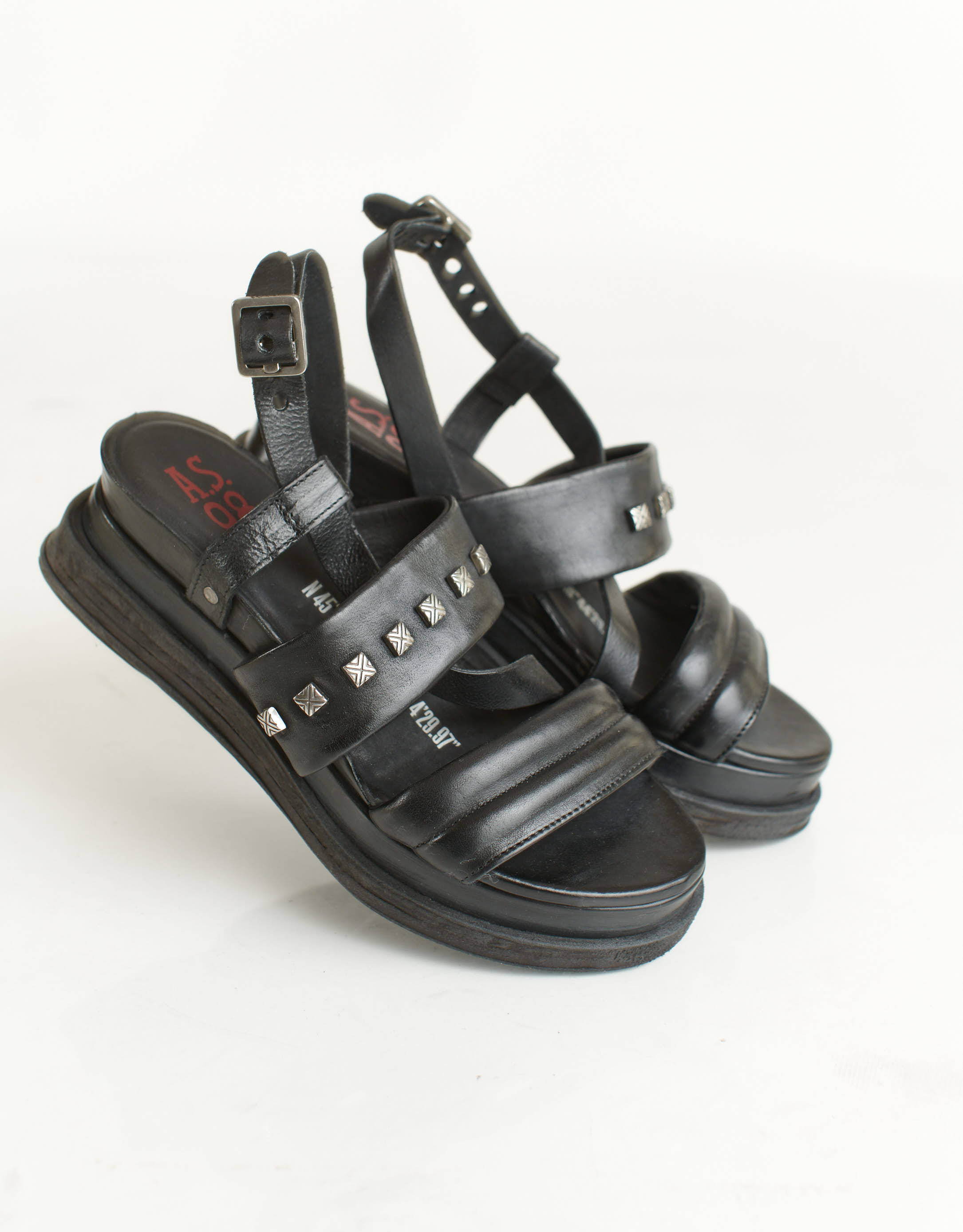 נעלי נשים - A.S. 98 - סנדלי עור LAGOS - שחור3