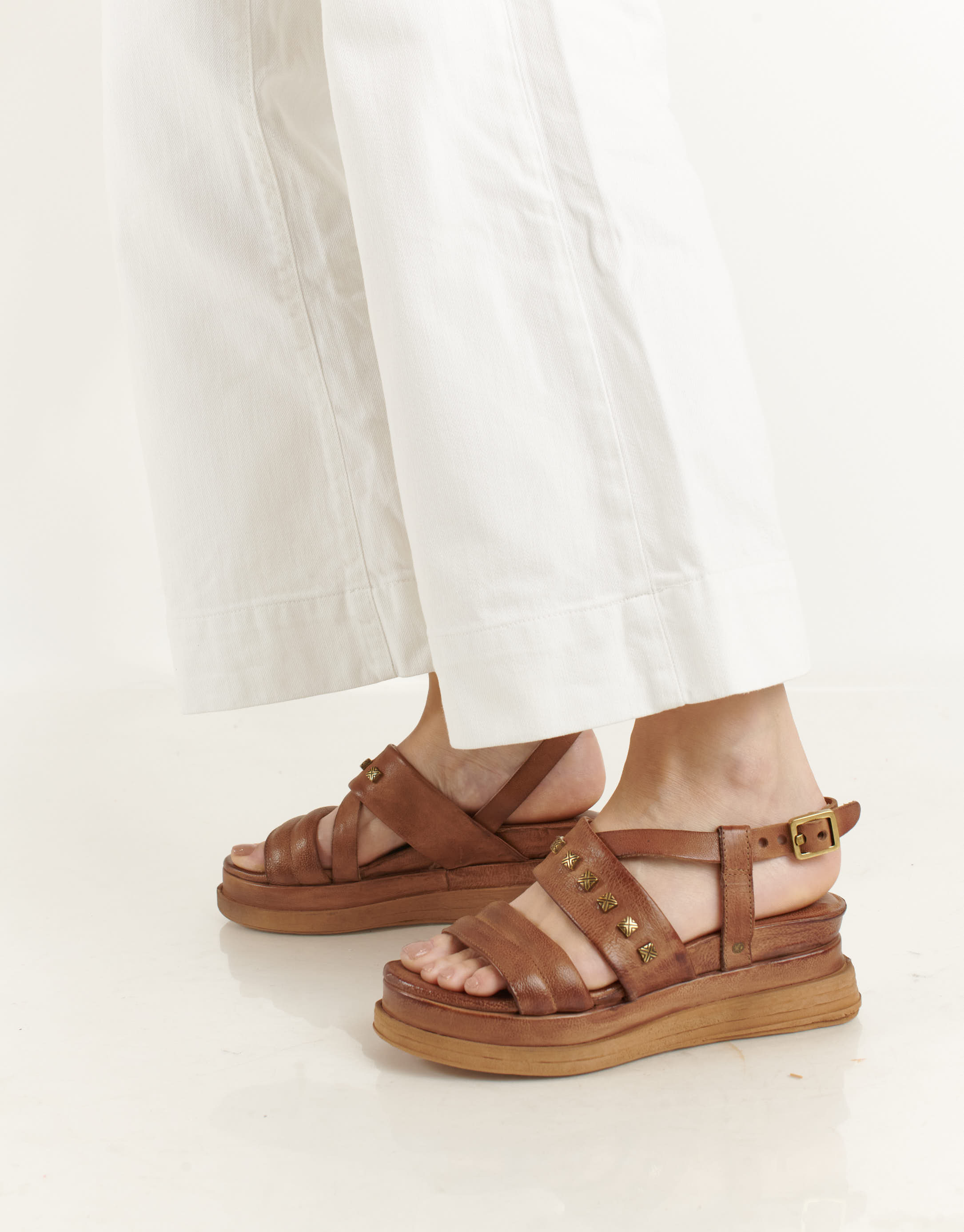 נעלי נשים - A.S. 98 - סנדלי עור LAGOS - חום4