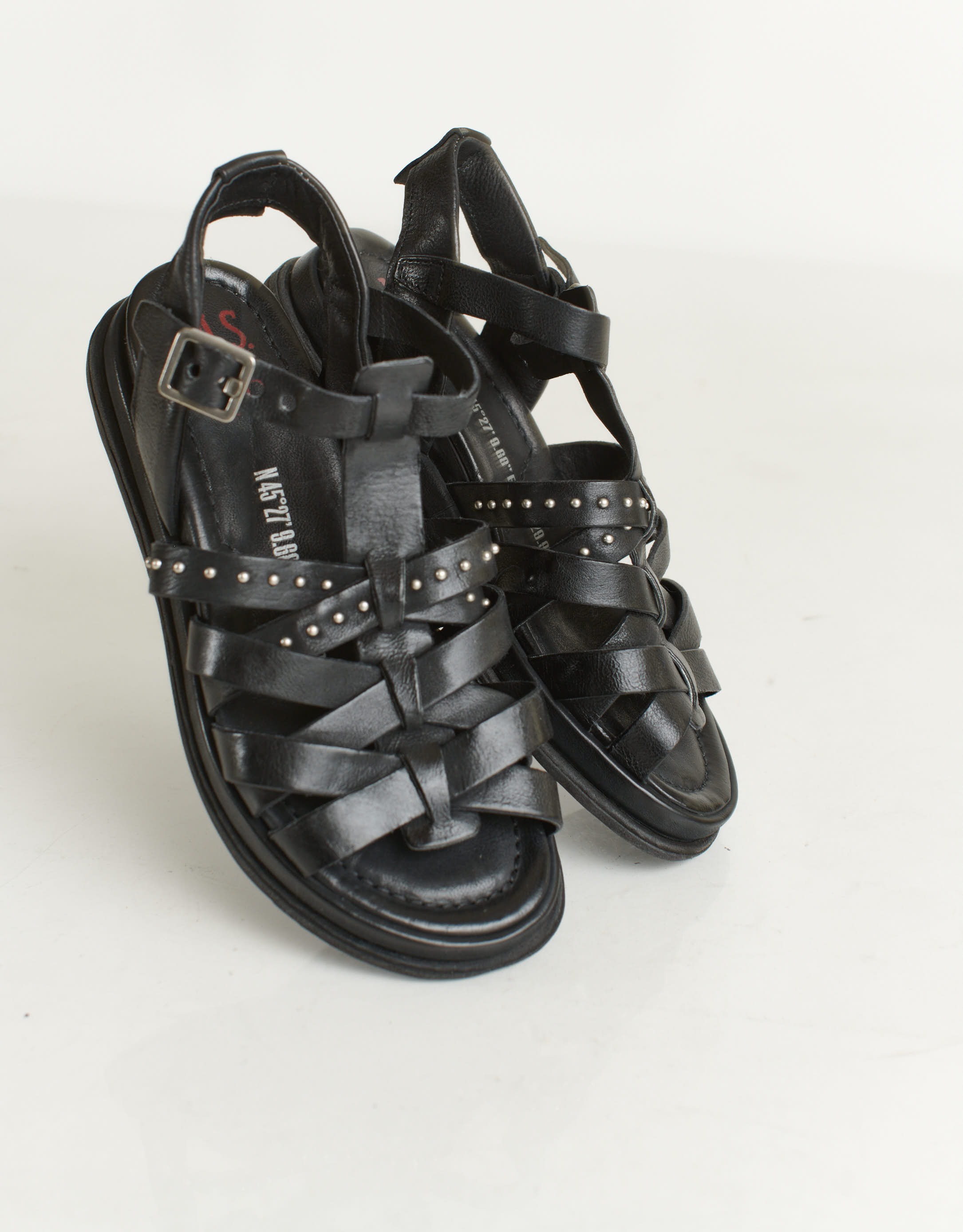 נעלי נשים - A.S. 98 - סנדלי רצועות ונטים SPOON - שחור2