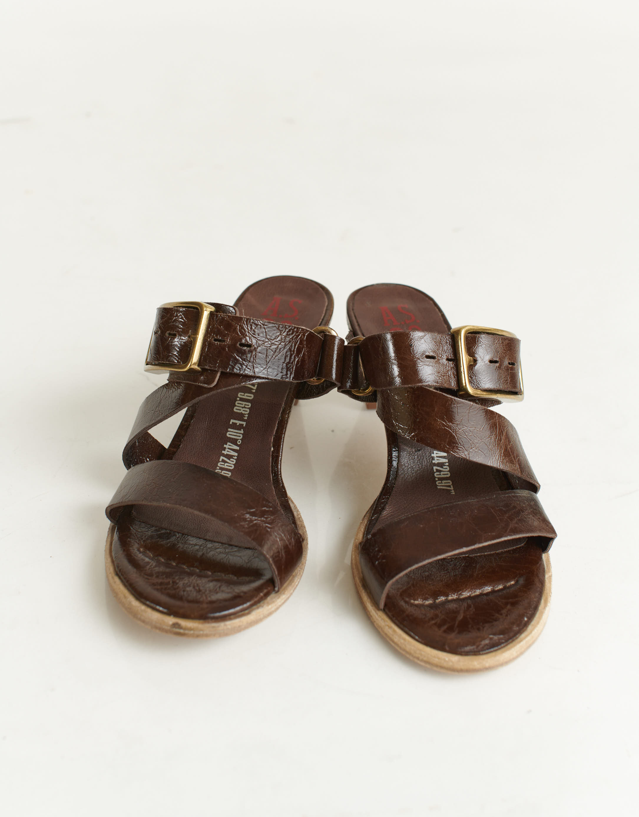 נעלי נשים - A.S. 98 - כפכפי רצועות עם עקב BANAN - חום2