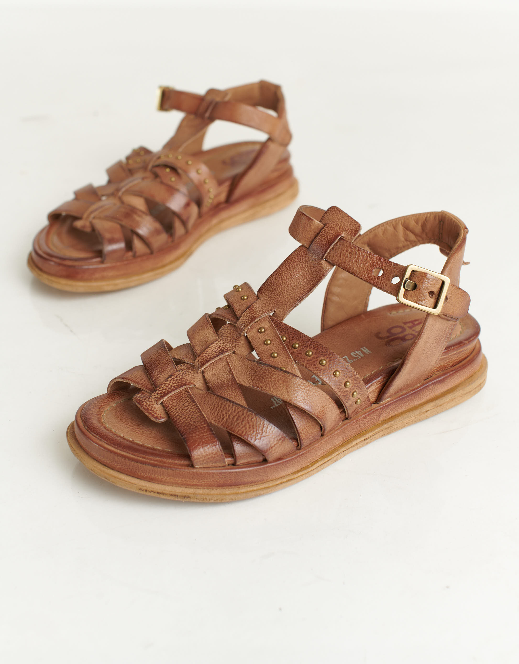 נעלי נשים - A.S. 98 - סנדלי רצועות ונטים SPOON - חום2