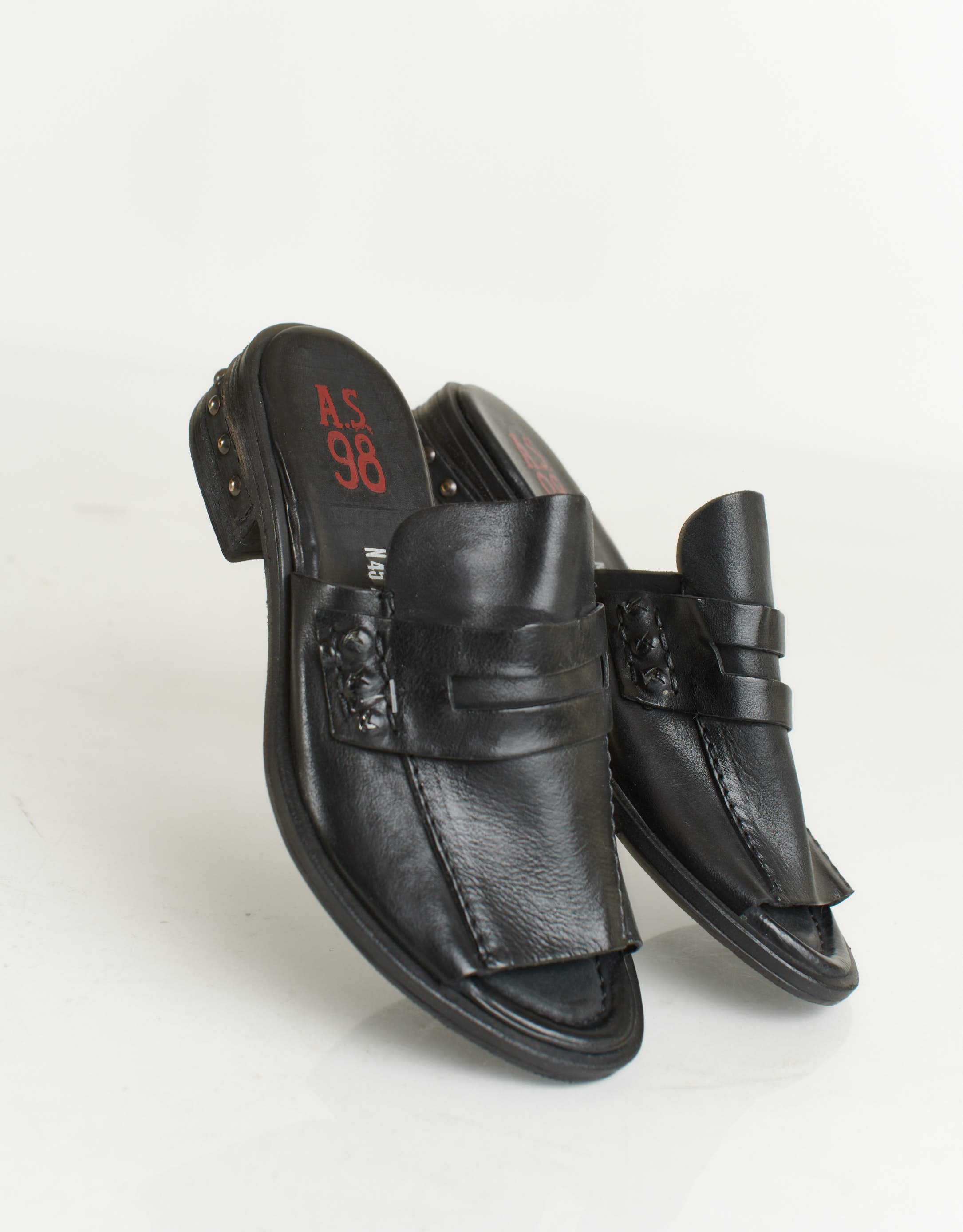 נעלי נשים - A.S. 98 - כפכפי עור GEA - שחור3