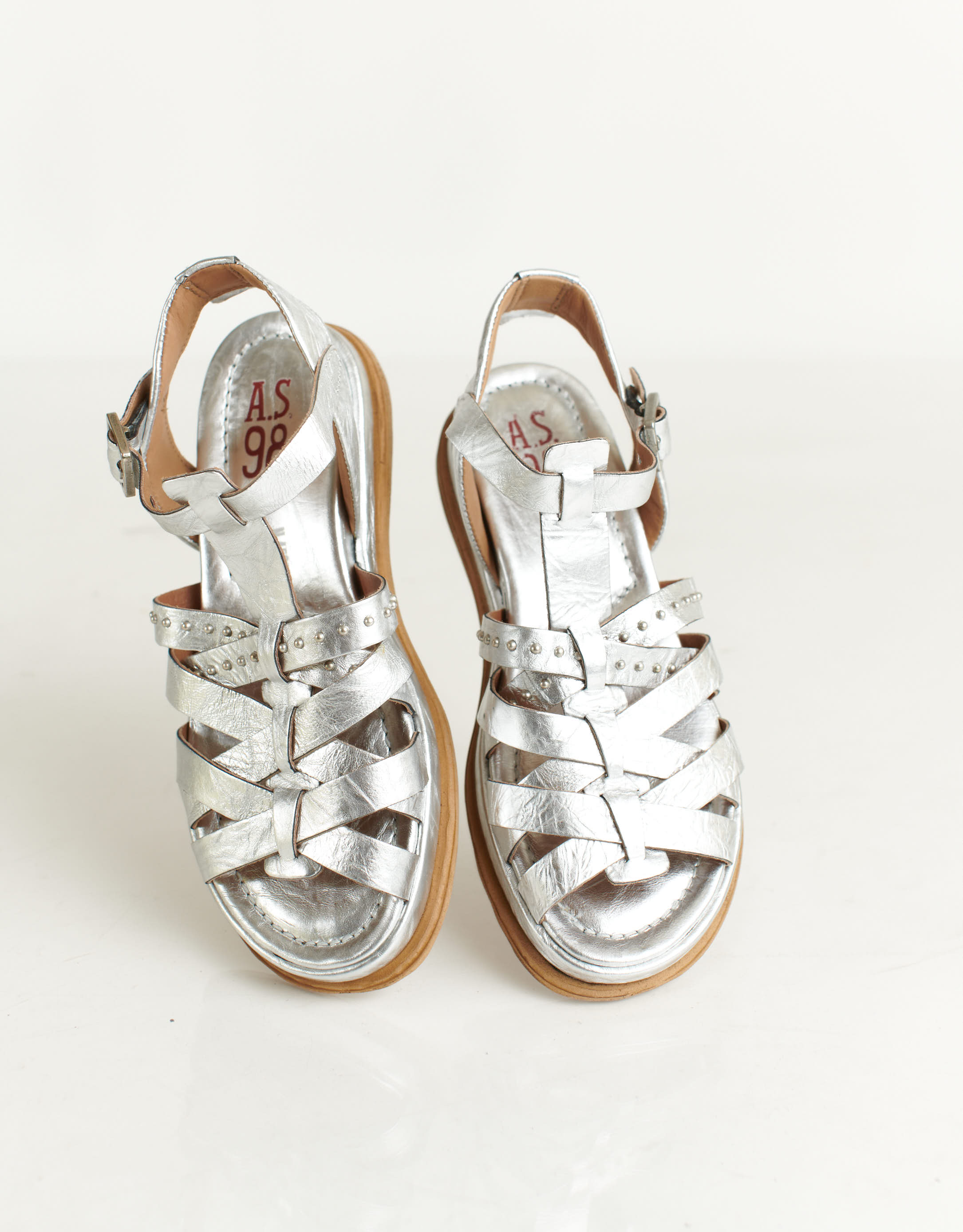 נעלי נשים - A.S. 98 - סנדלי רצועות ונטים SPOON - כסף