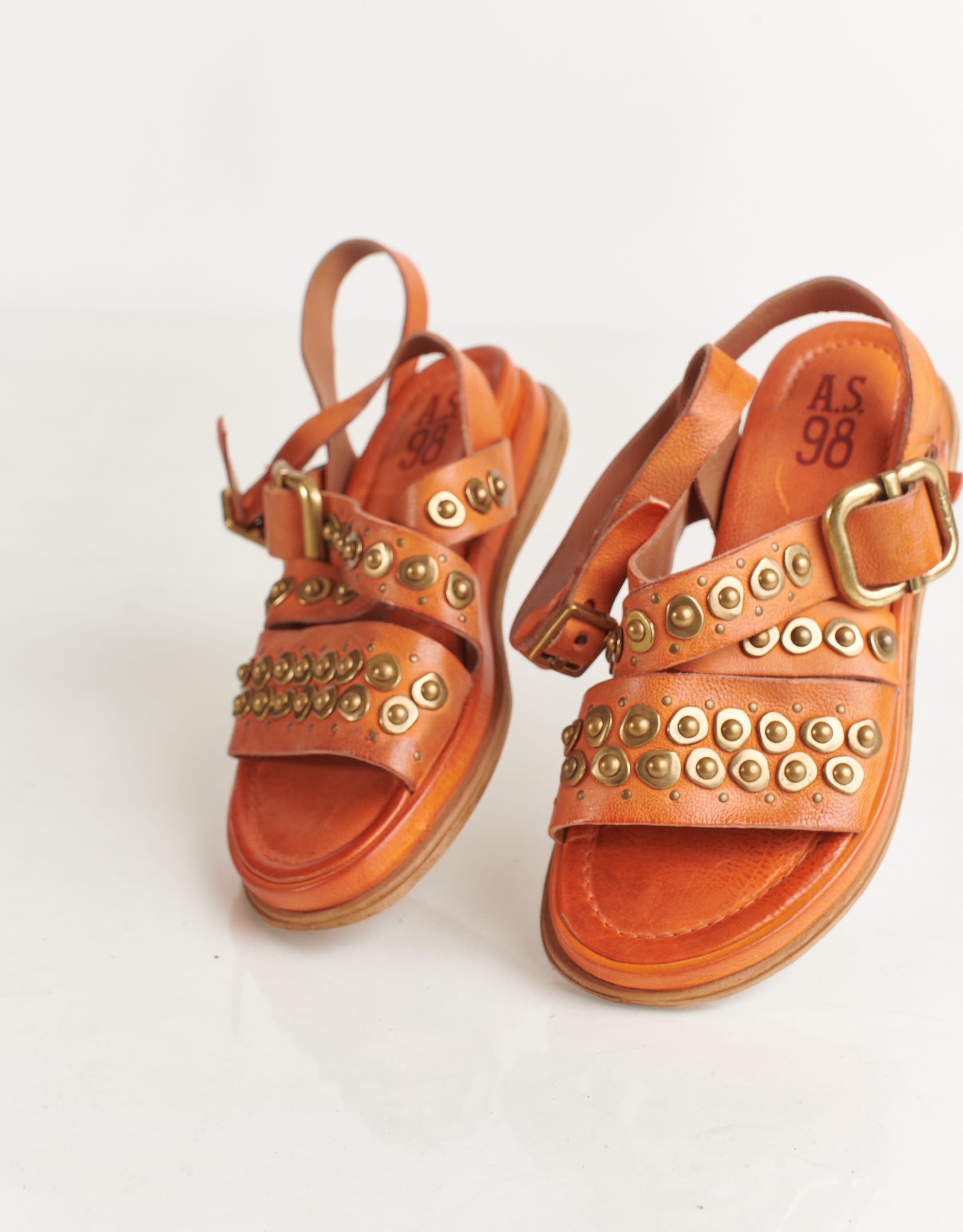 נעלי נשים - A.S. 98 - סנדלים עם ניטים SPOON - כתום3