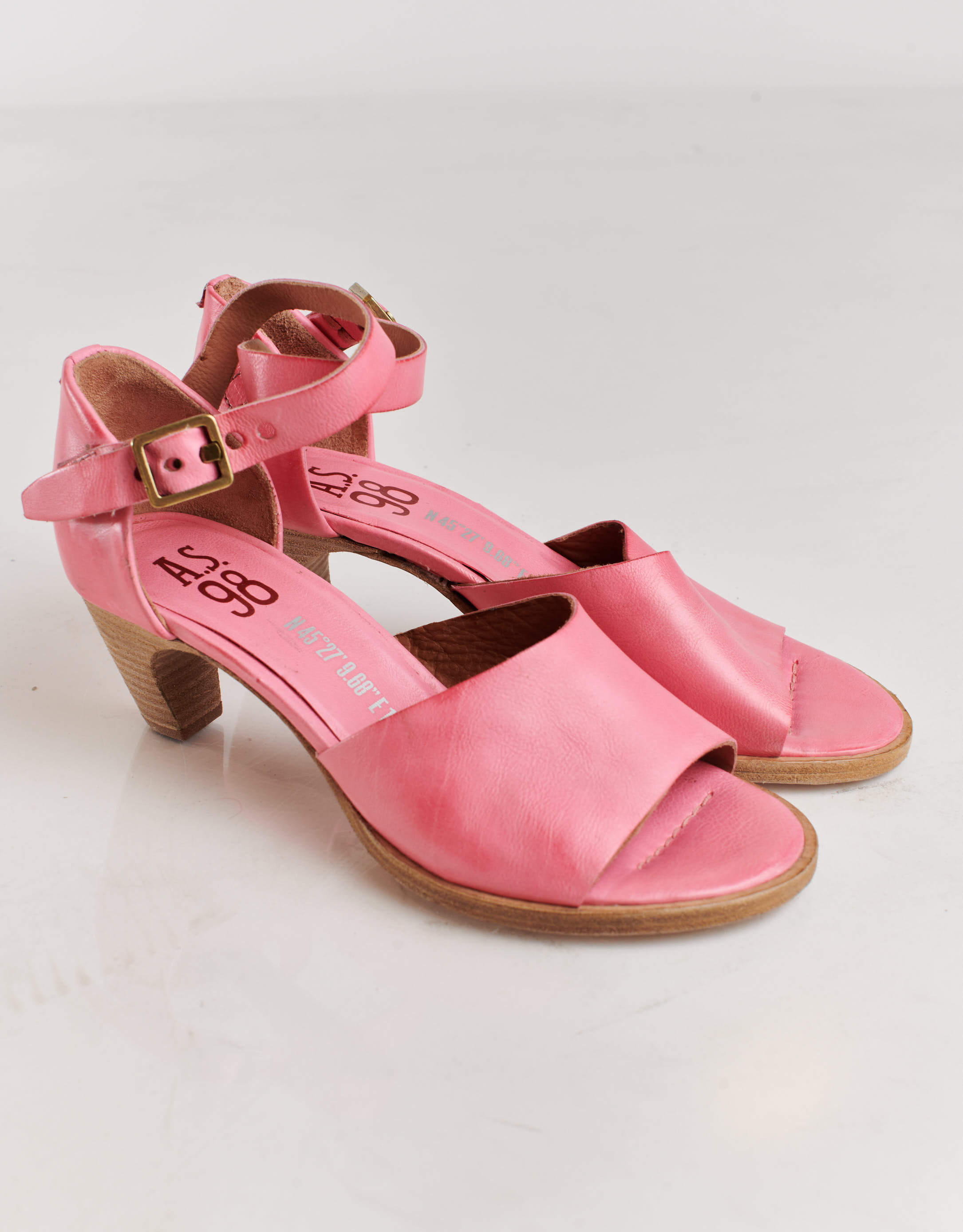 נעלי נשים - A.S. 98 - סנדלי עקב BANANA - ורוד2