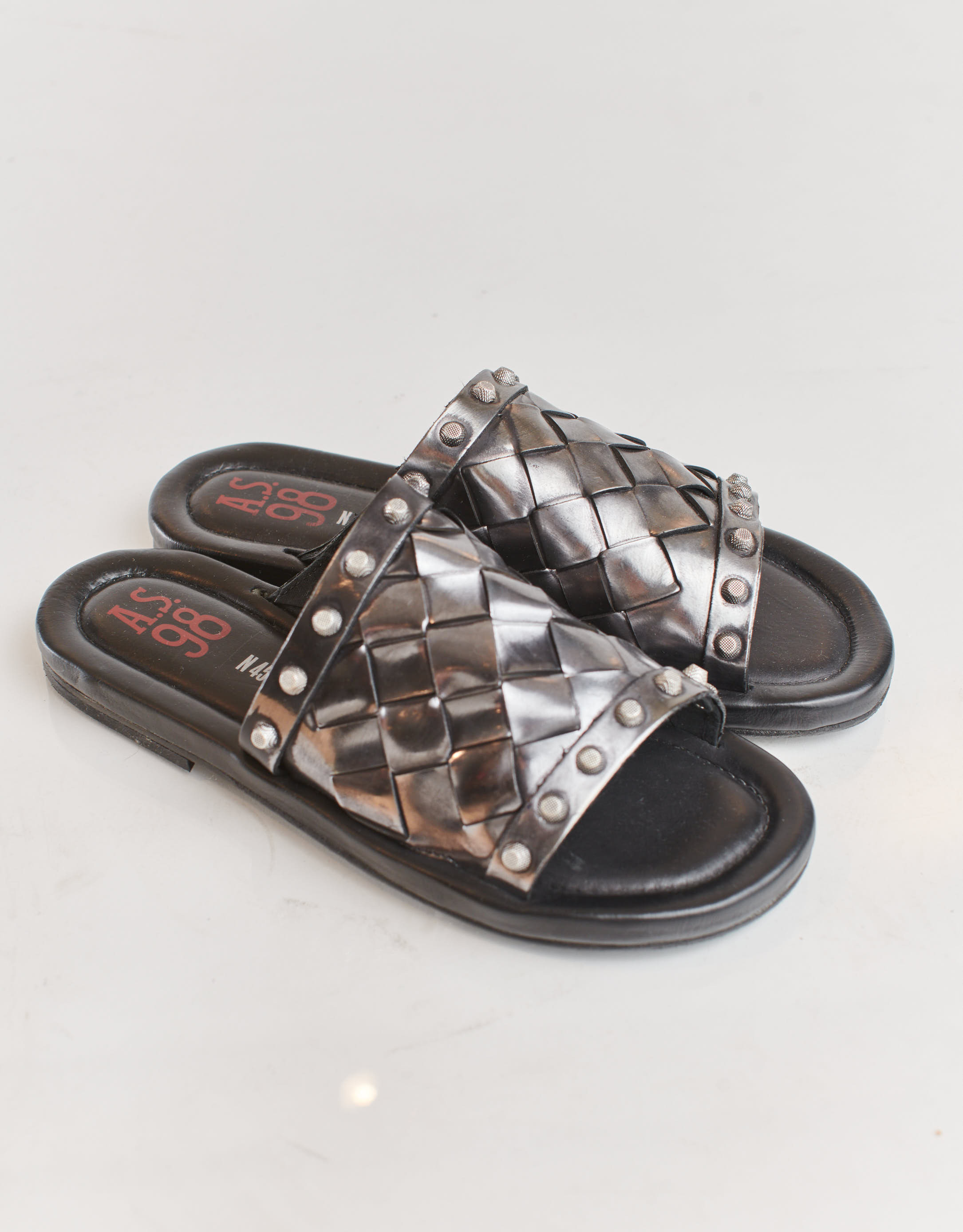 נעלי נשים - A.S. 98 - כפכפי עור קלועים YOU - כסף2